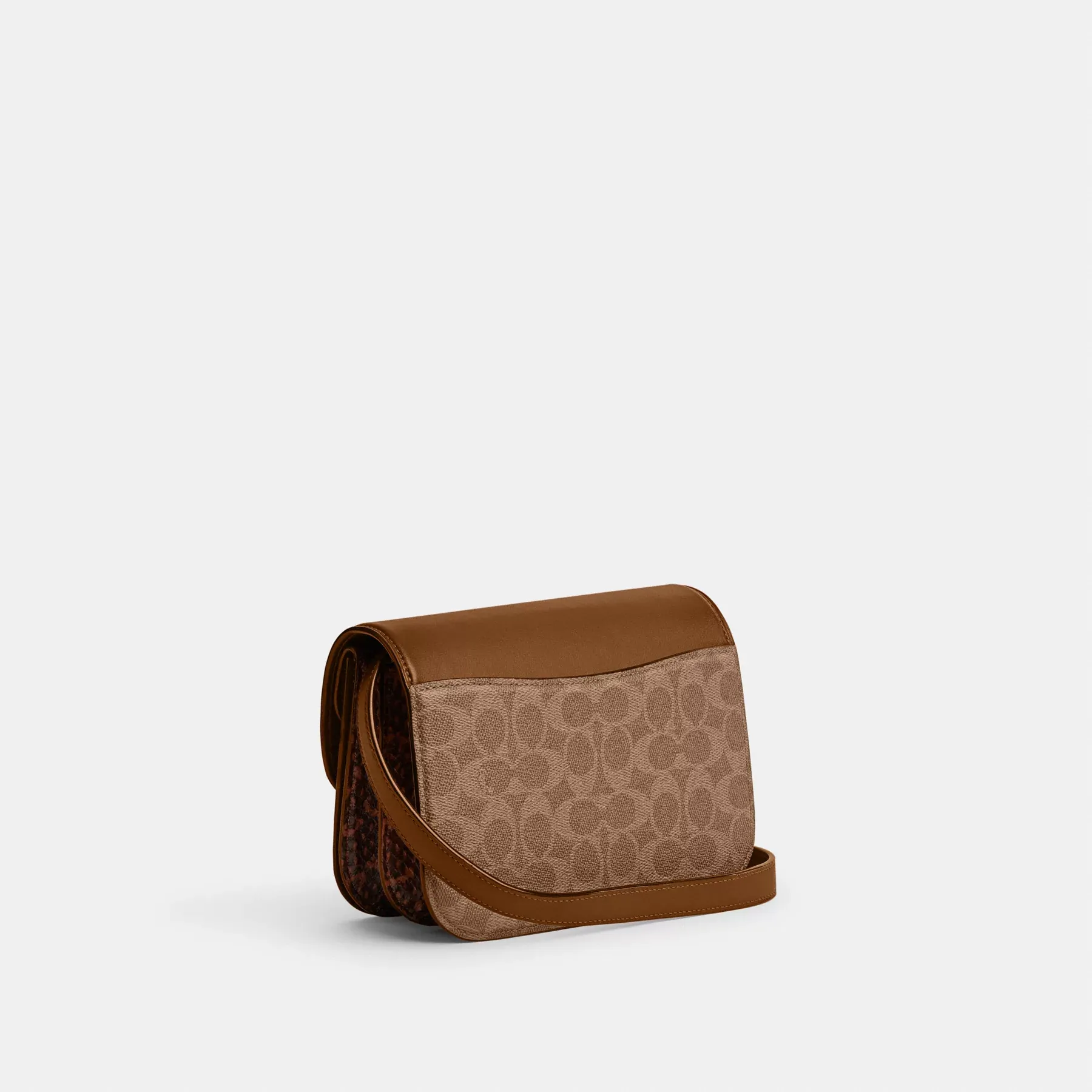 COACH Idolväska i signaturduk med ormskinnsdetalj Tan Brown COACH Idolväska i signaturduk med ormskinnsdetalj Tan Brown