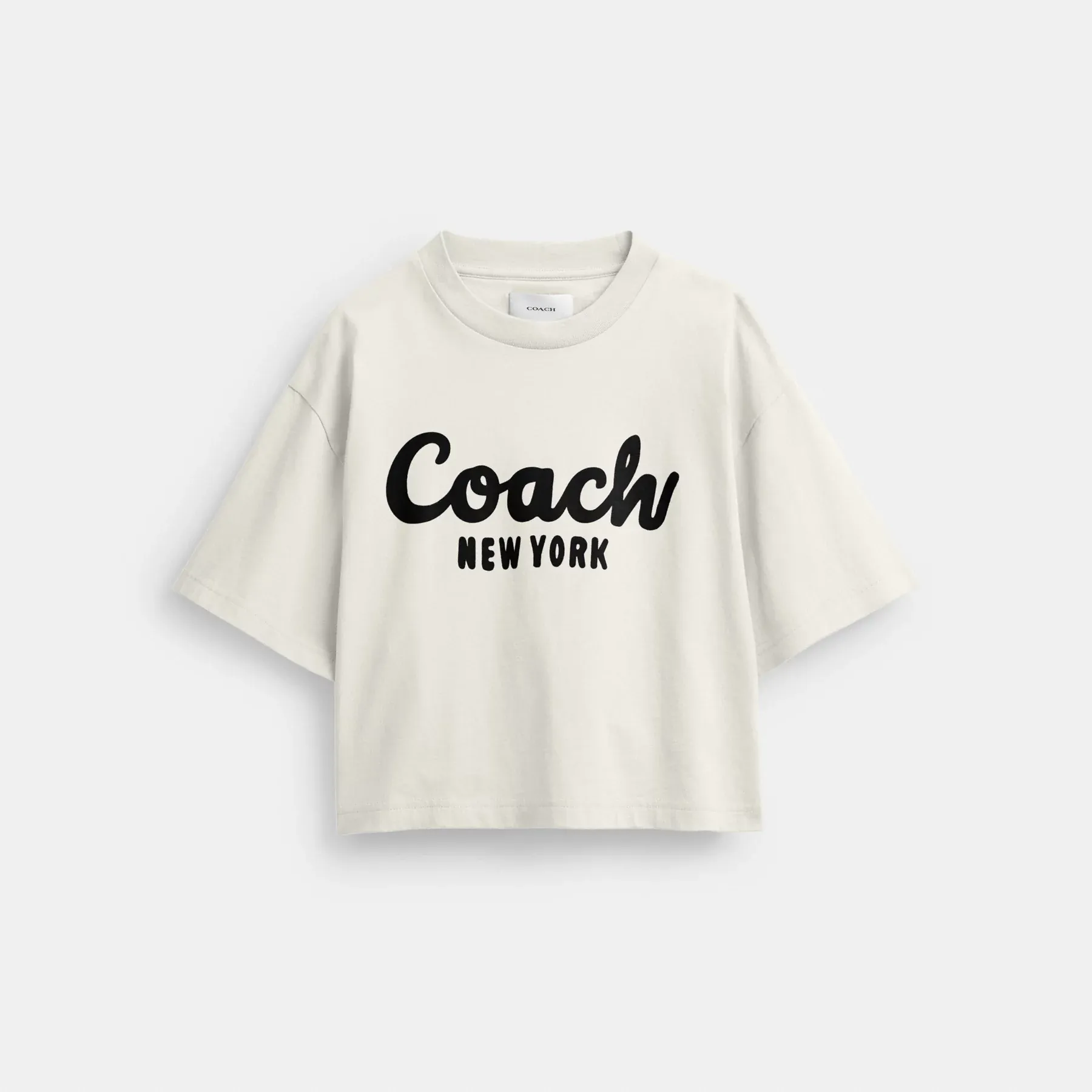 COACH Kursiv signatur beskuren T-shirt Grädde