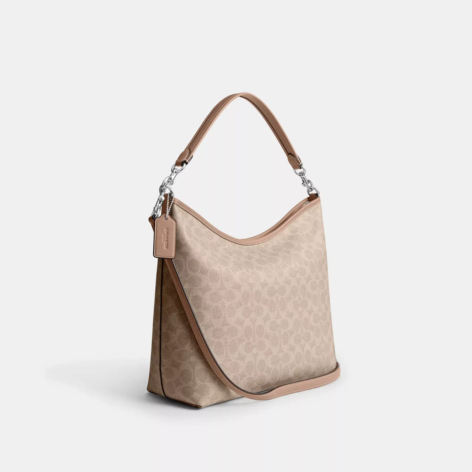 COACH Laurel Stor axelväska i signatur canvas Sand/Taupe