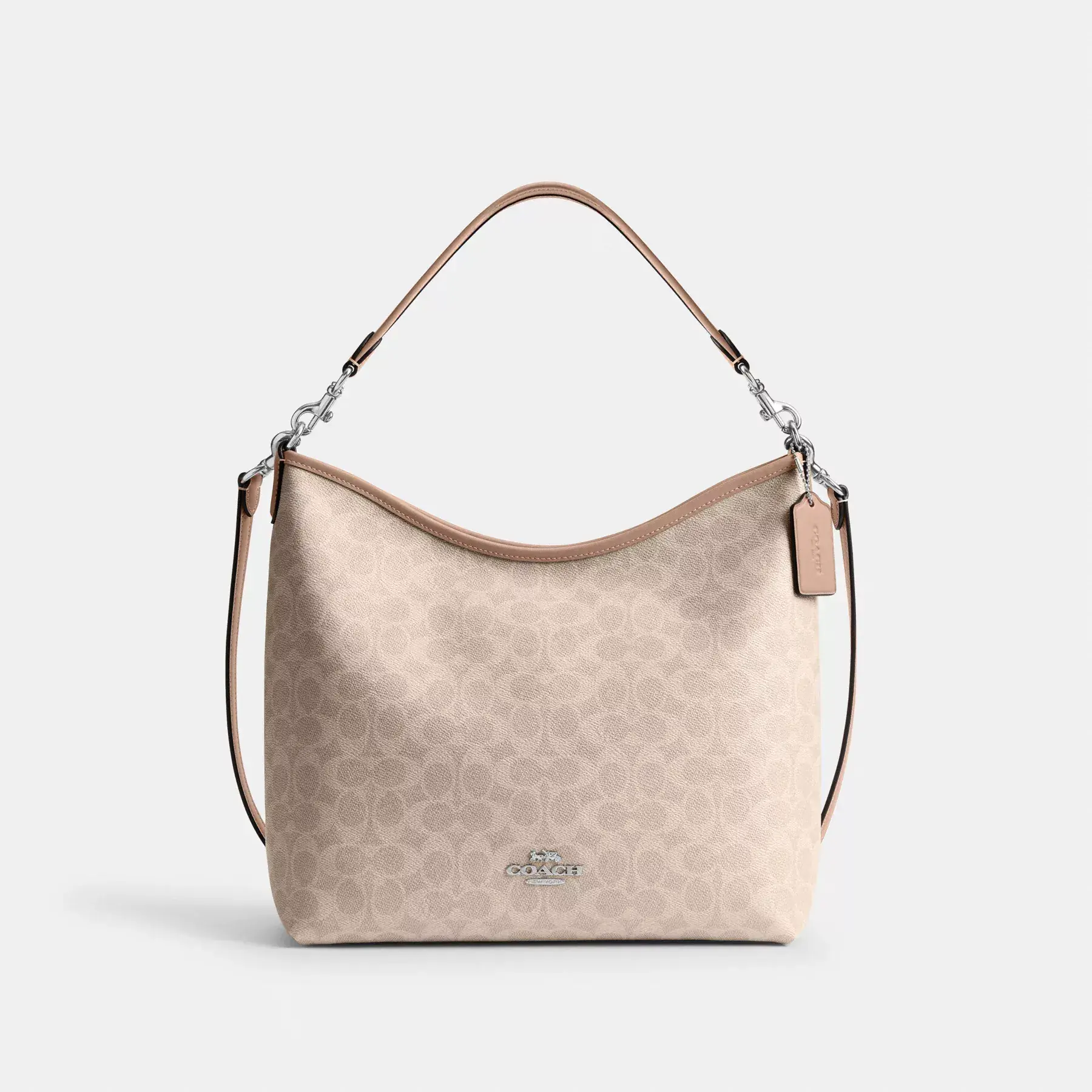 COACH Laurel Stor axelväska i signatur canvas Sand/Taupe
