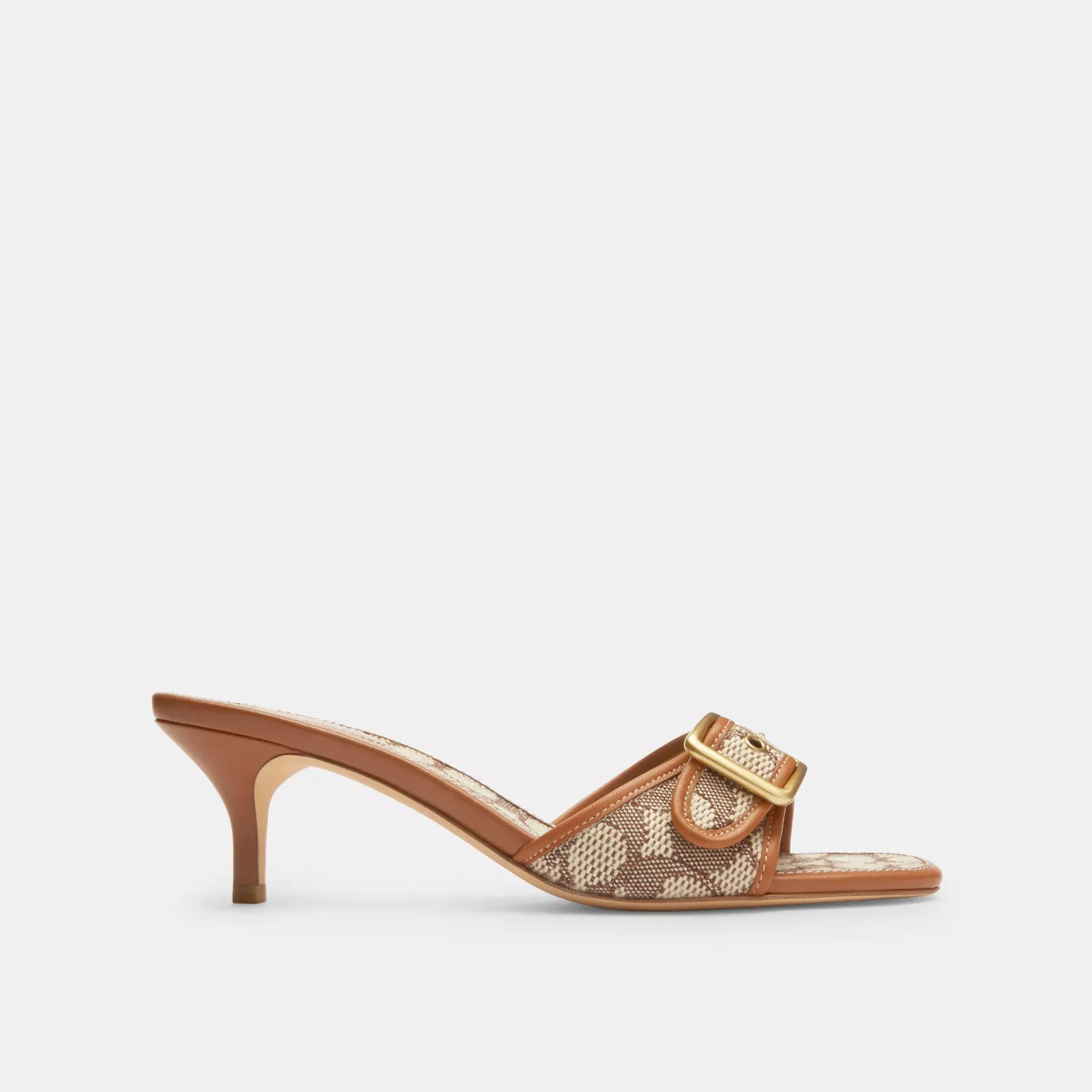 COACH Margot Sandal i signaturtextil jacquard Kakao/bränd bärnsten