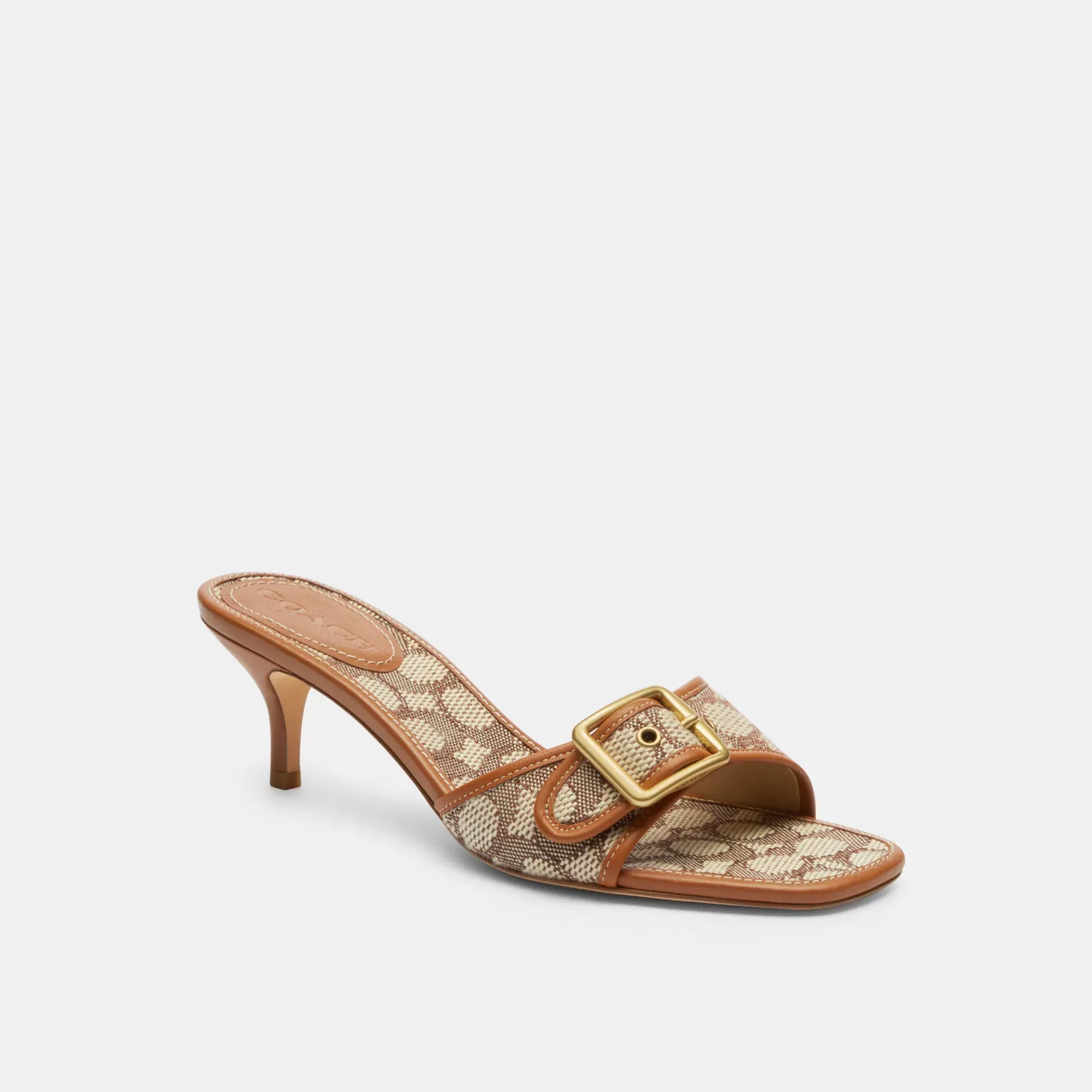 COACH Margot Sandal i signaturtextil jacquard Kakao/bränd bärnsten