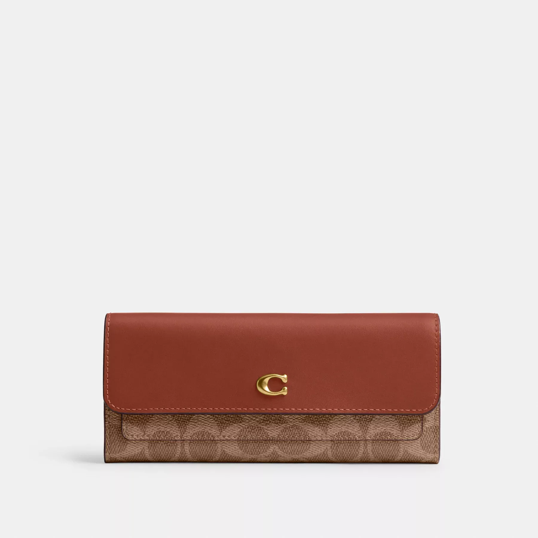 COACH Mila Lång Flik Plånbok I Signatur Canvas Tan Caramel