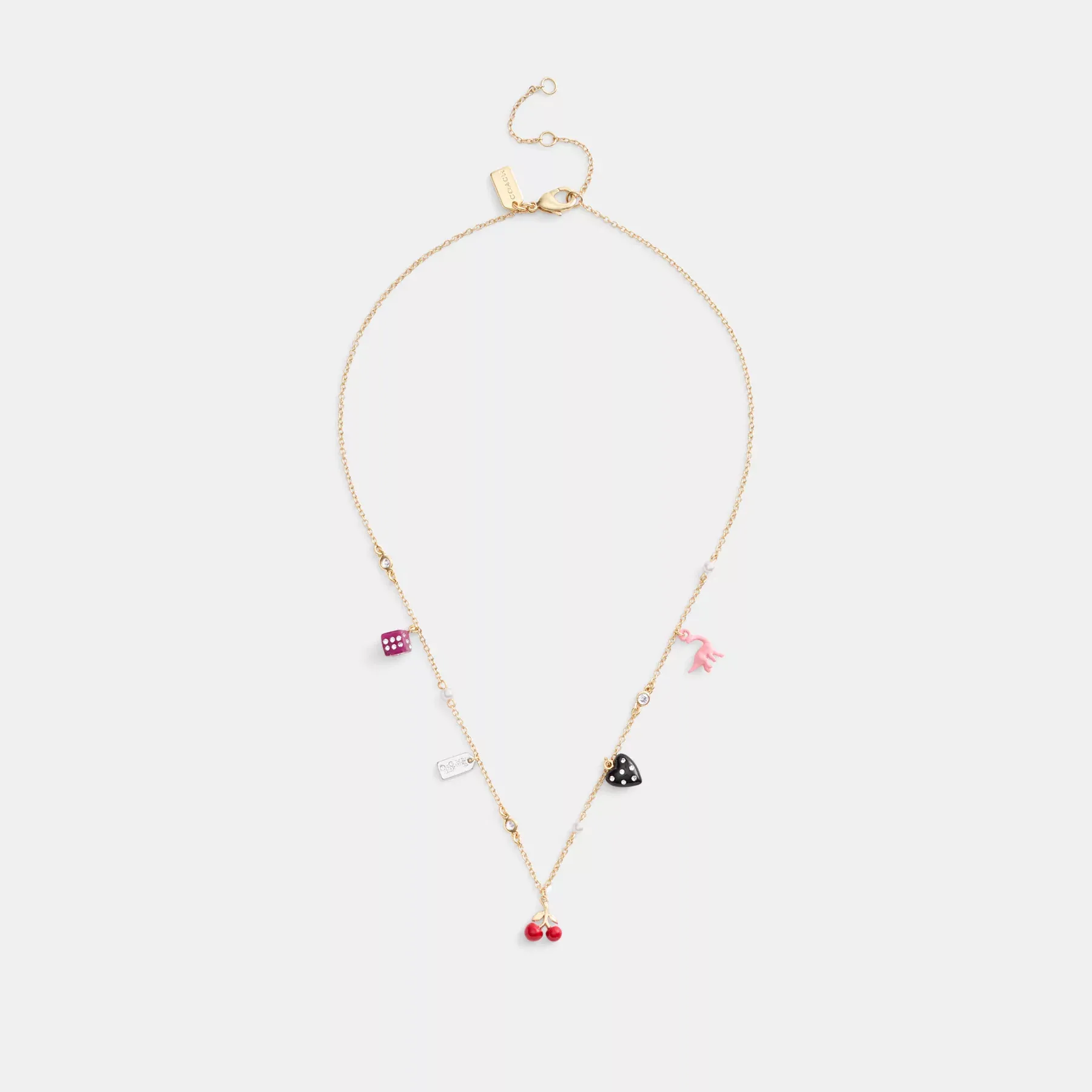 COACH Mini hjärta och tärningar berlock halsband Guld/flerfärgad