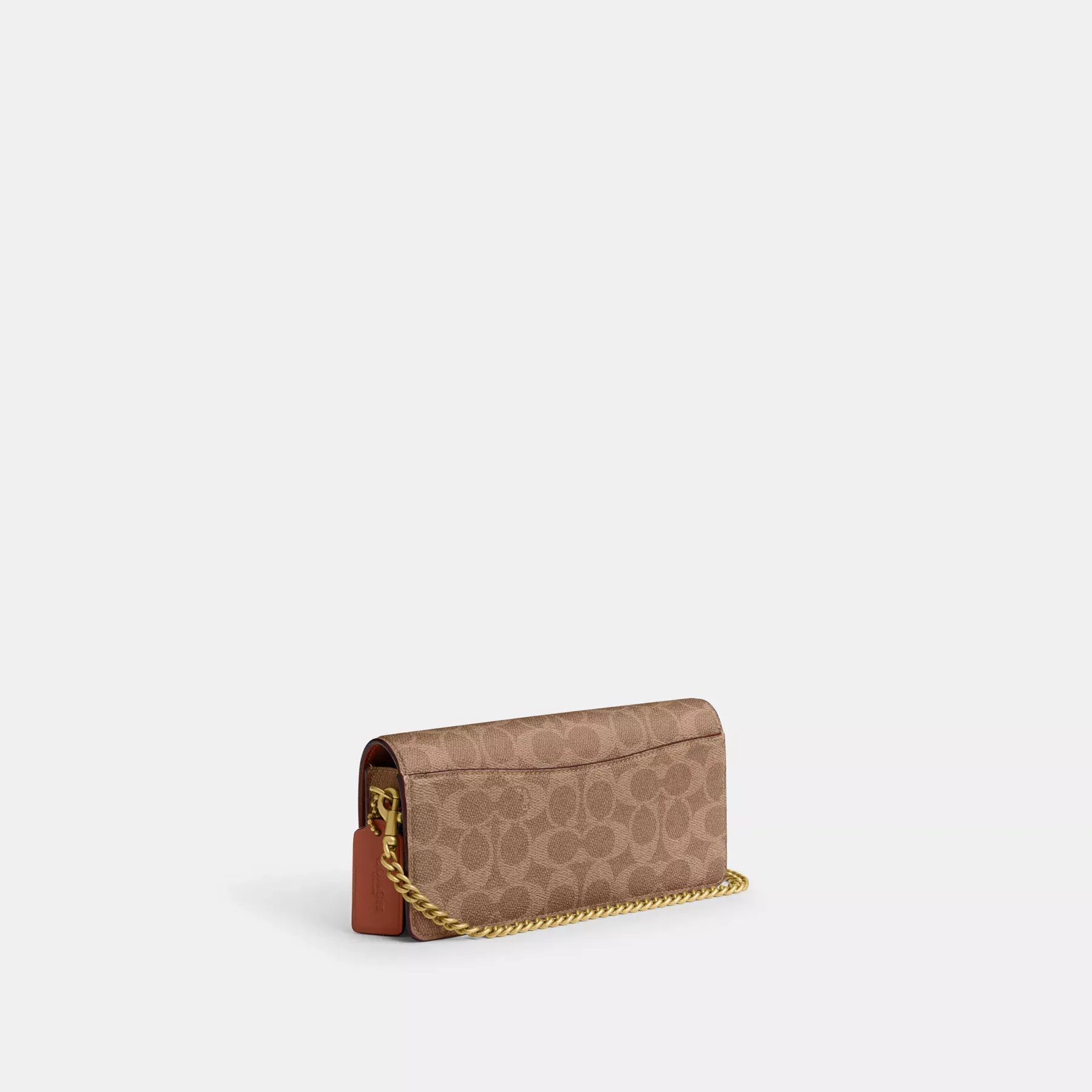 COACH Nödvändig Lång Plånbok På En Kedja I Signatur Canvas Tan Caramel