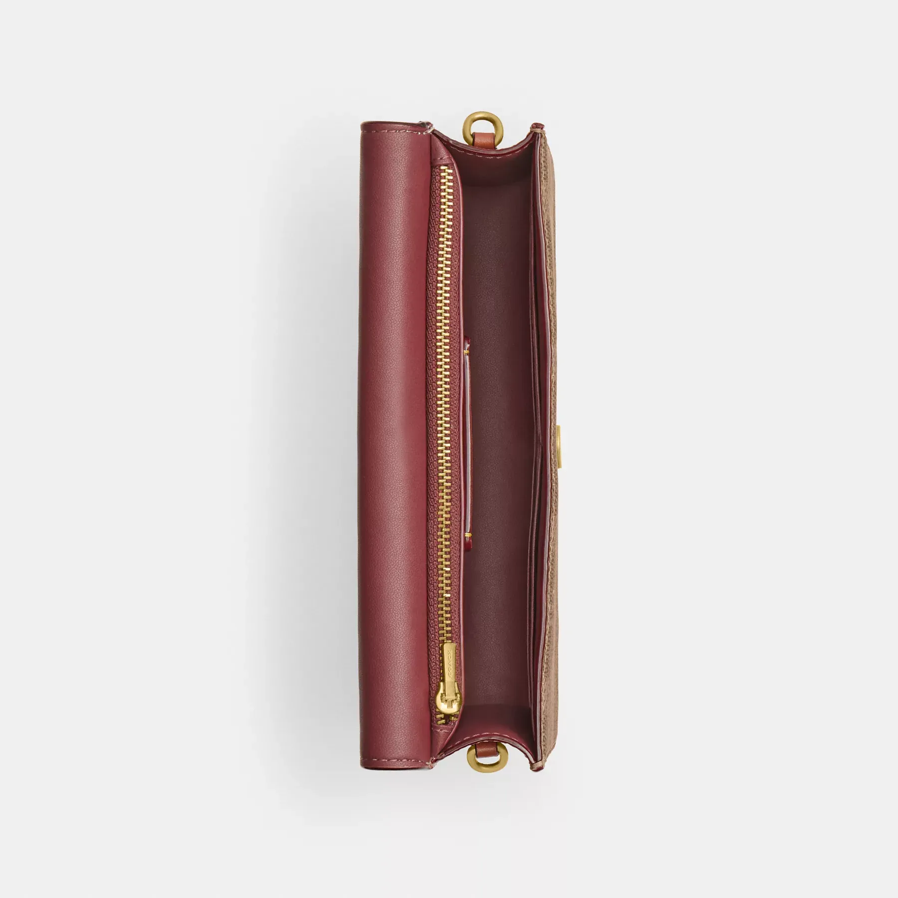COACH Nödvändig Lång Plånbok På En Kedja I Signatur Canvas Tan Caramel COACH Nödvändig Lång Plånbok På En Kedja I Signatur Canvas Tan Caramel