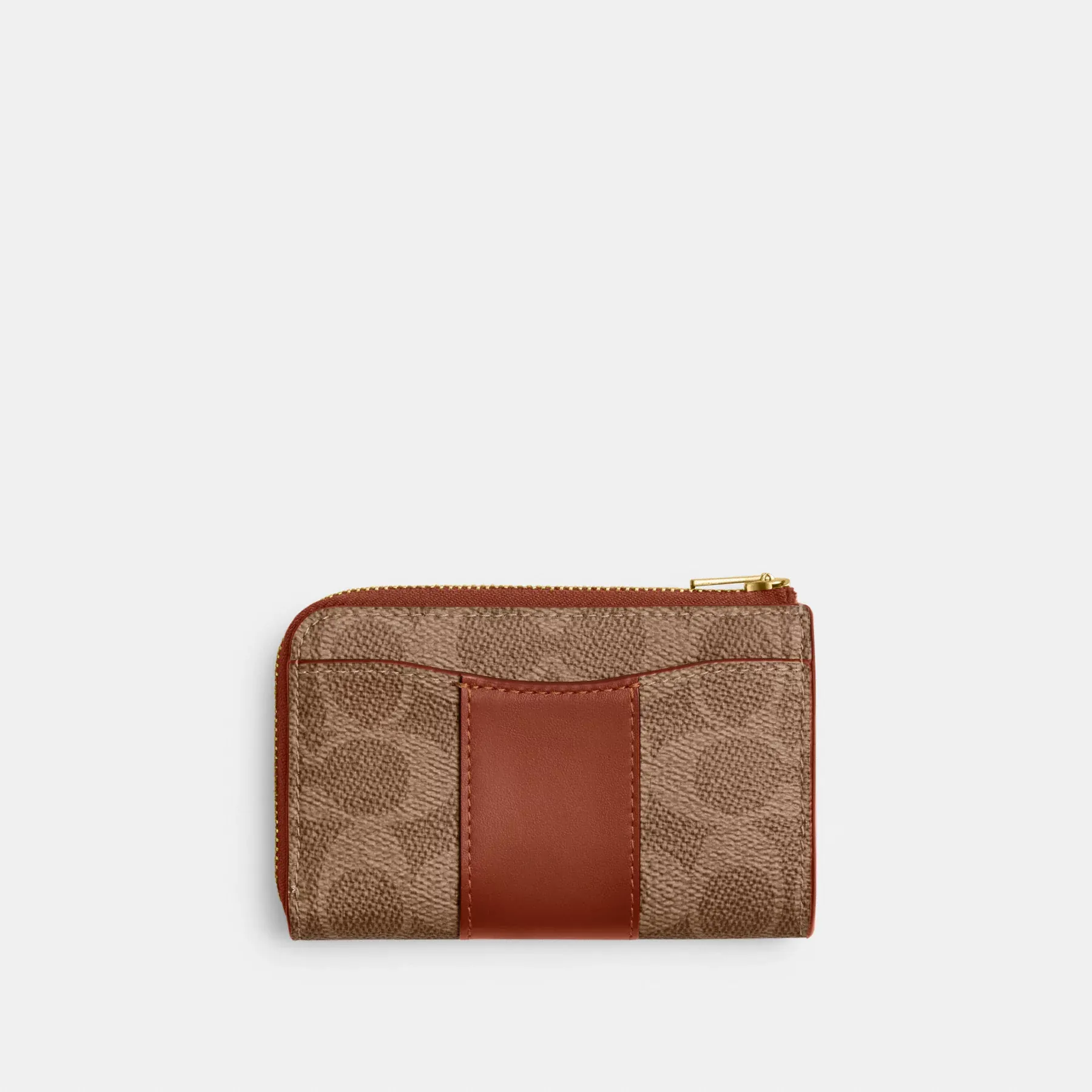 COACH Nödvändigt nyckelfodral med L-dragkedja i signaturduk Tan Caramel