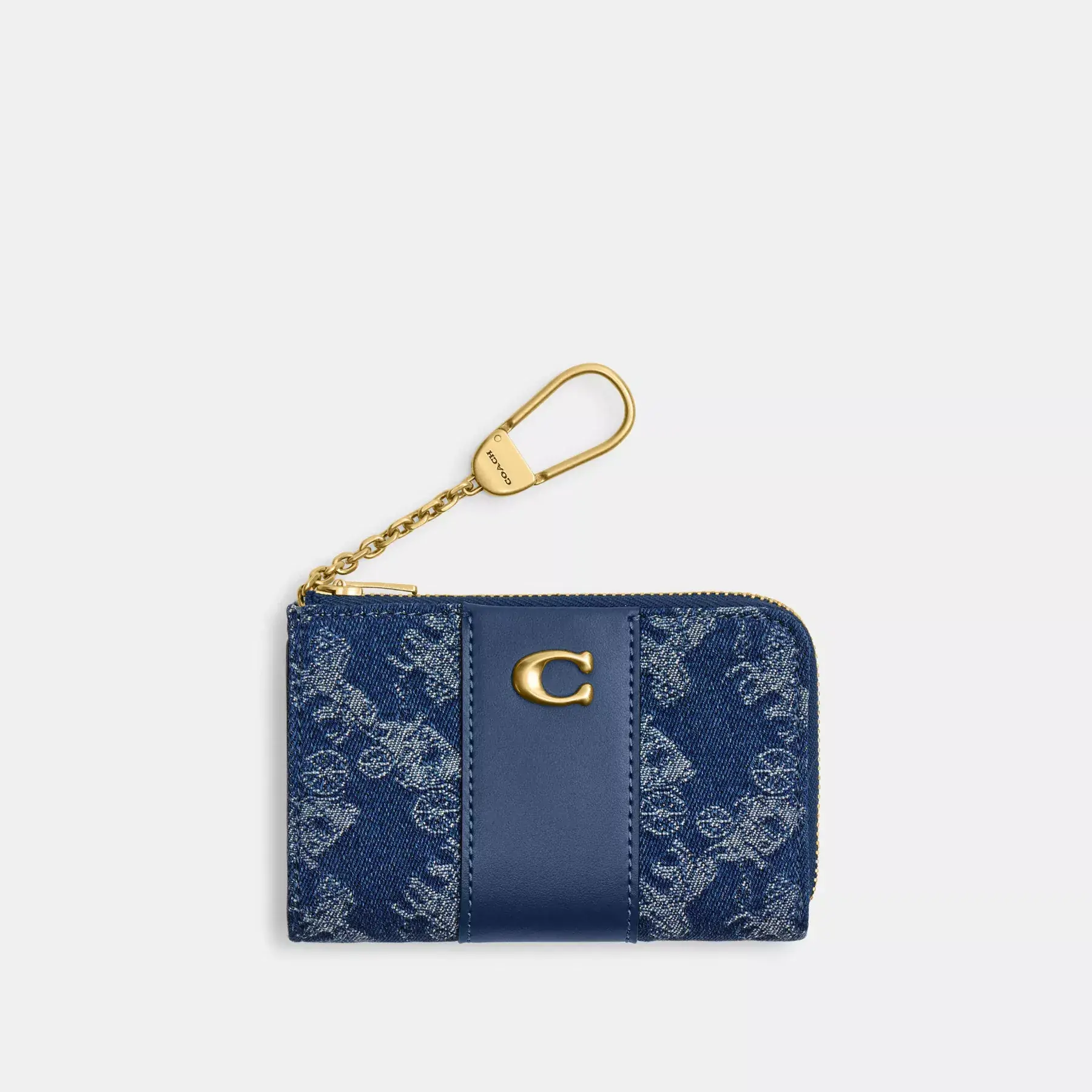 COACH Nödvändigt nyckelfodral med dragkedja med häst och vagn Deep Blue Multi