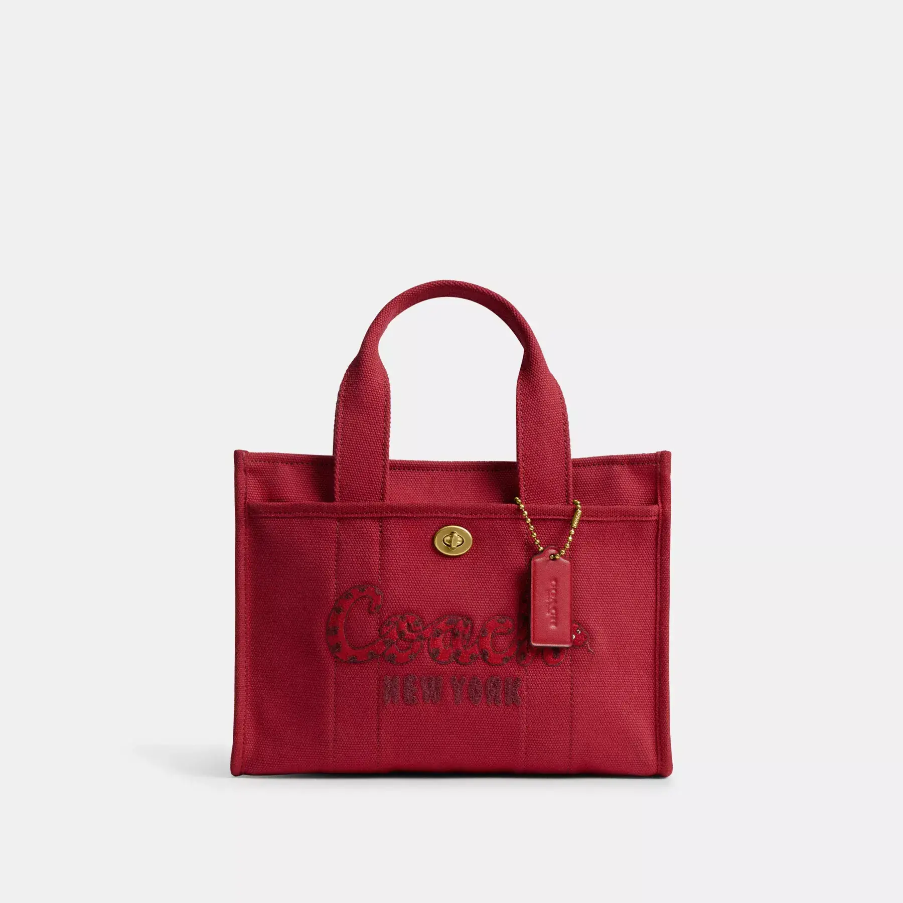COACH Nyår Cargo Tote Bag 26 med Coach Snake Script Rubin
