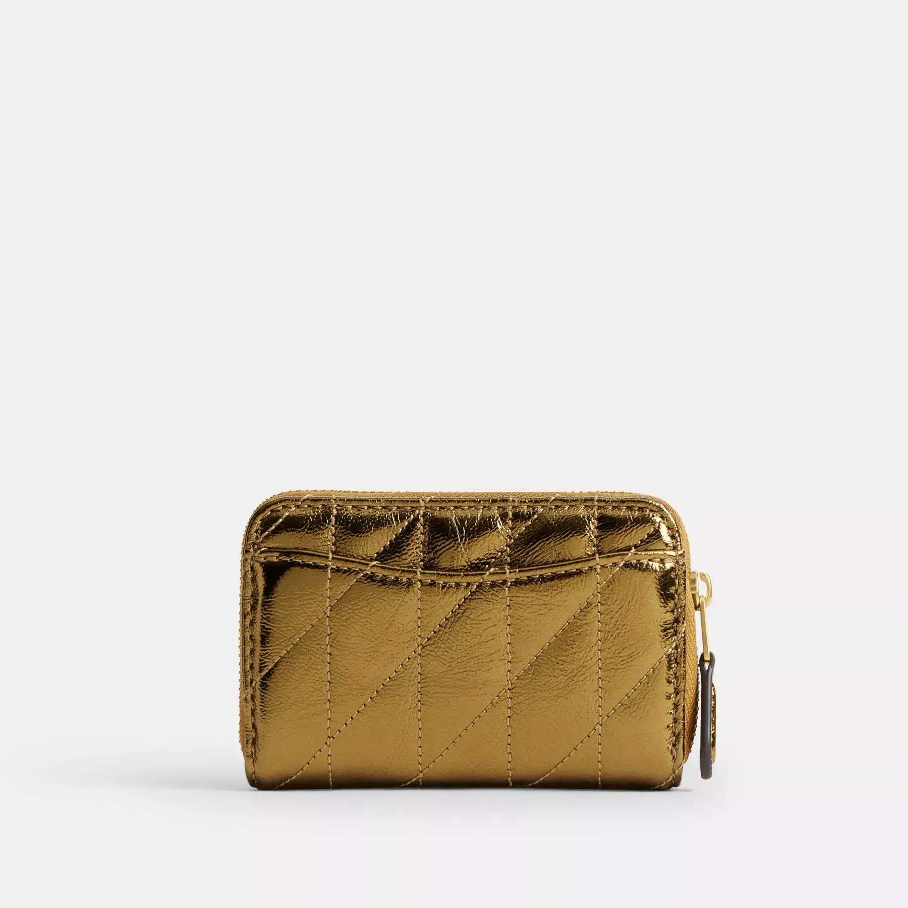 COACH Nyår Essential liten dragkedja runt kortfodral med quiltning Guld