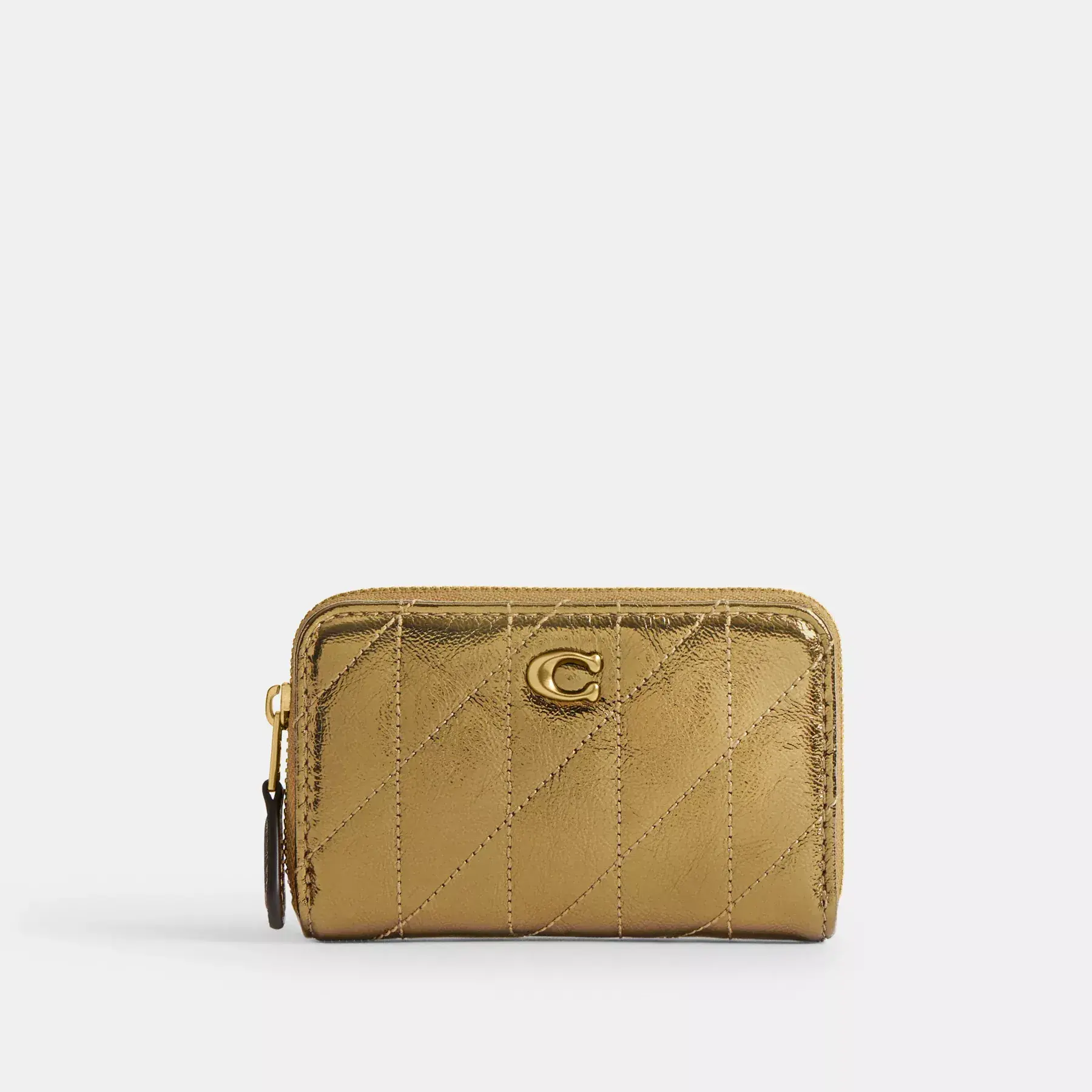 COACH Nyår Essential liten dragkedja runt kortfodral med quiltning Guld