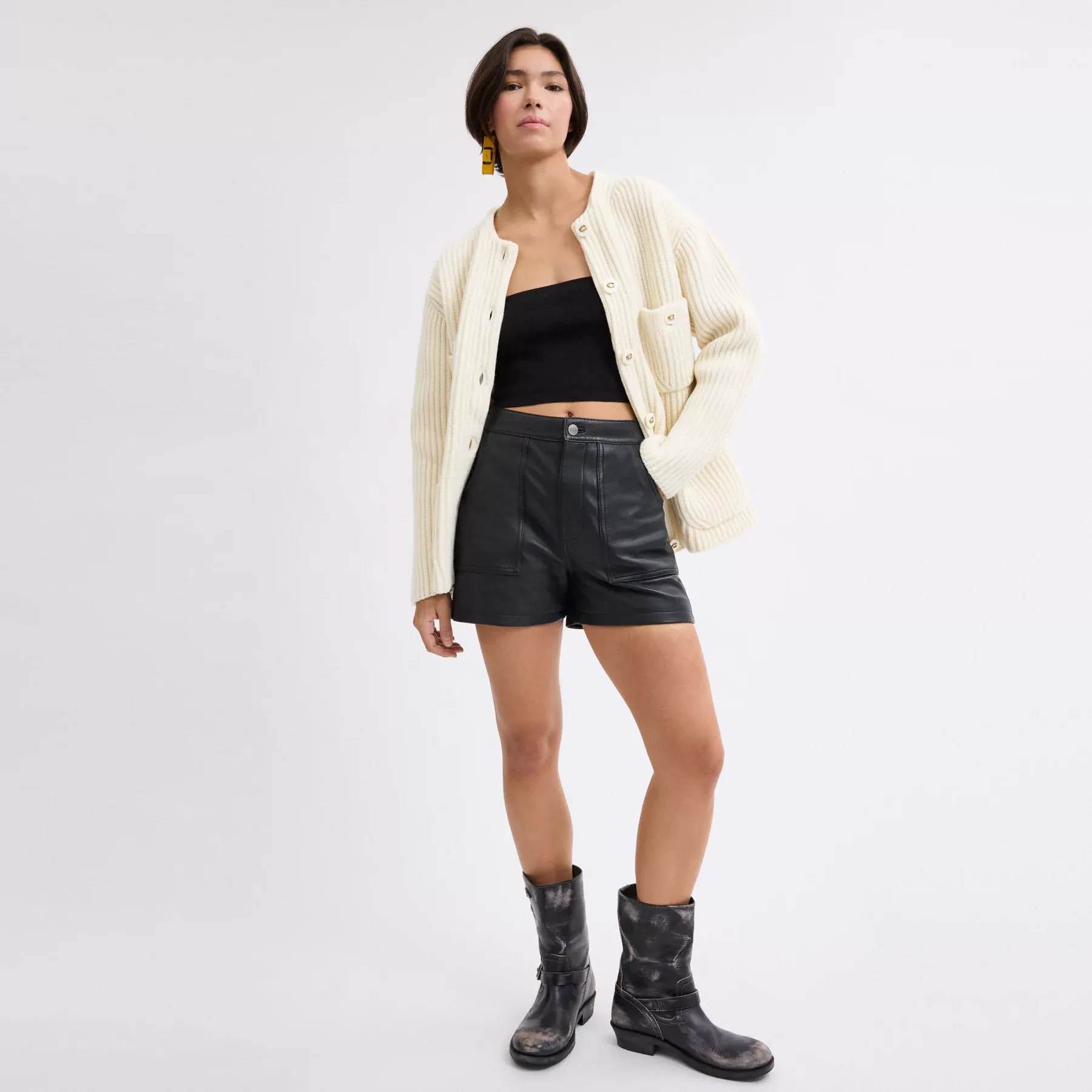 COACH Oversized Pocket Cardigan Grädde