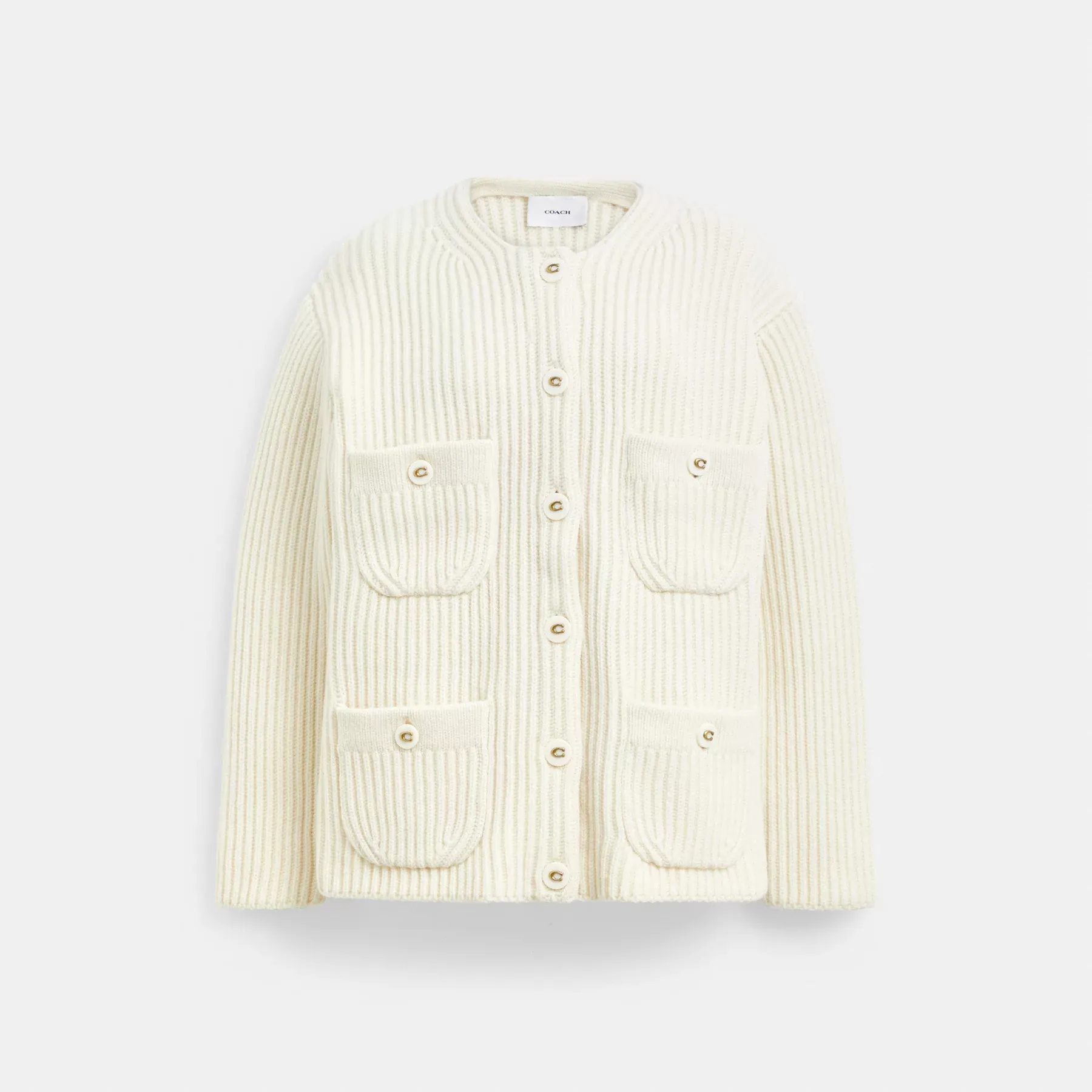 COACH Oversized Pocket Cardigan Grädde