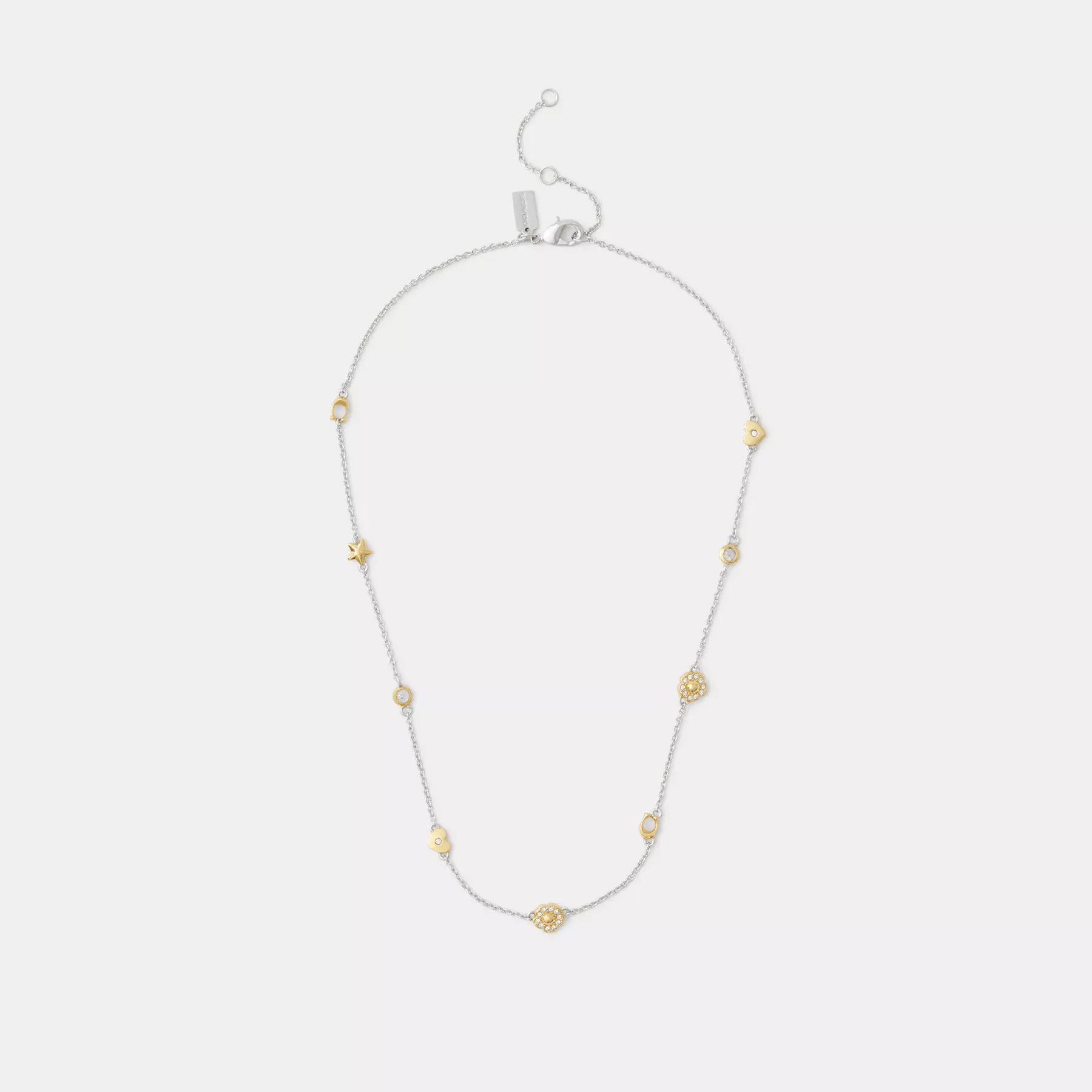 COACH Pavé Tea Rose And Heart Station Halsband Guld/Silver