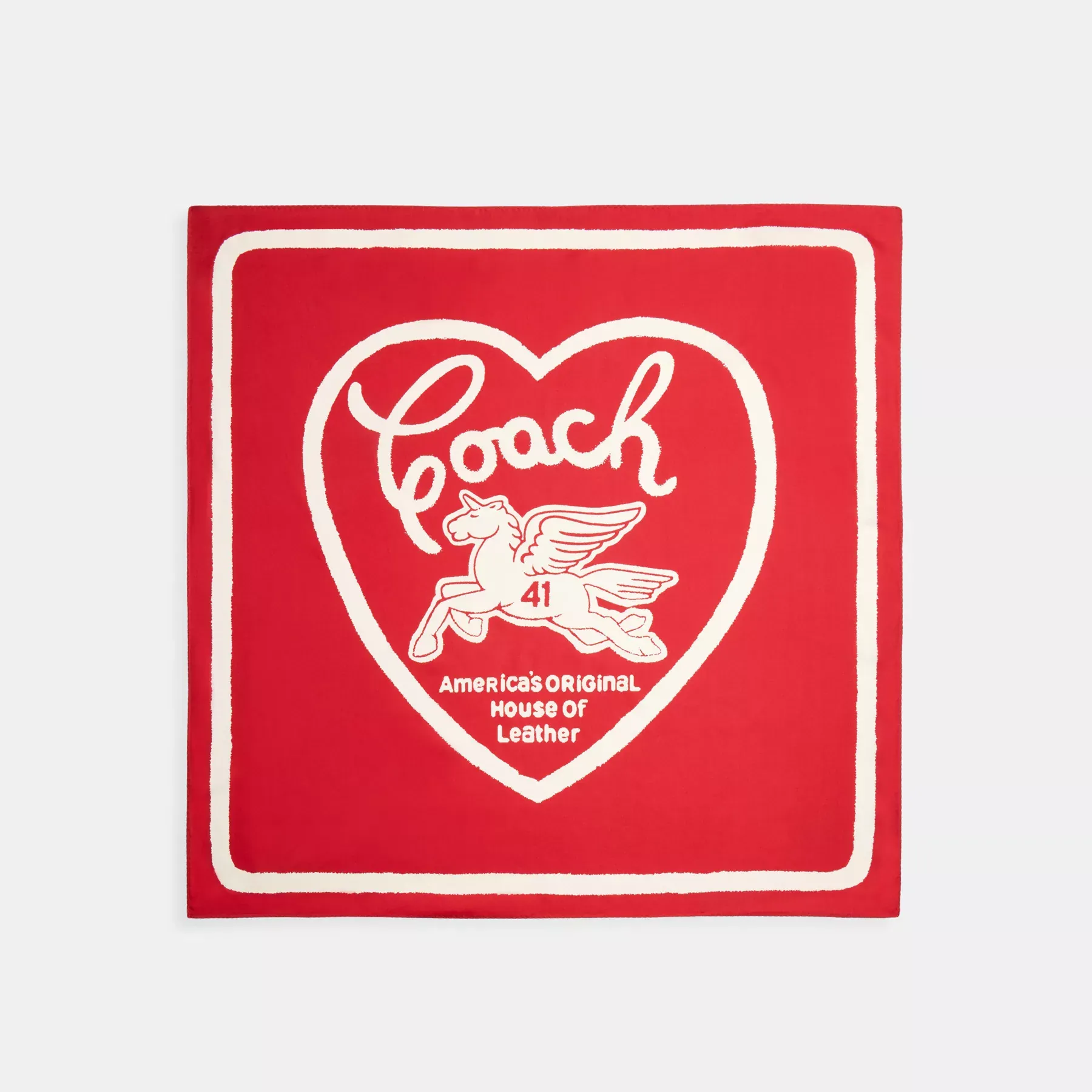 COACH Pegasus Print Silk Square Scarf Röd/krita