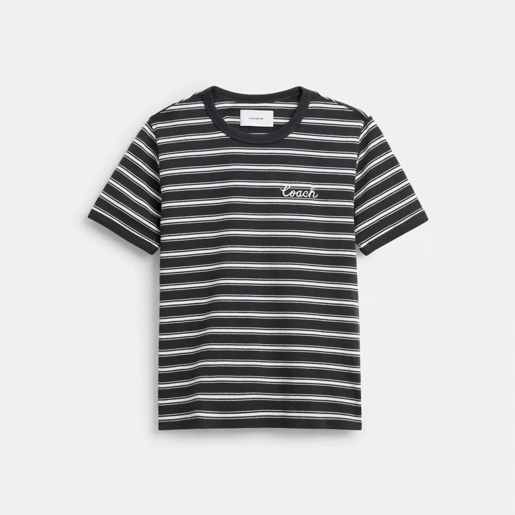 COACH Randig Signatur Ringer T-shirt i ekologisk bomull Svart/Vit
