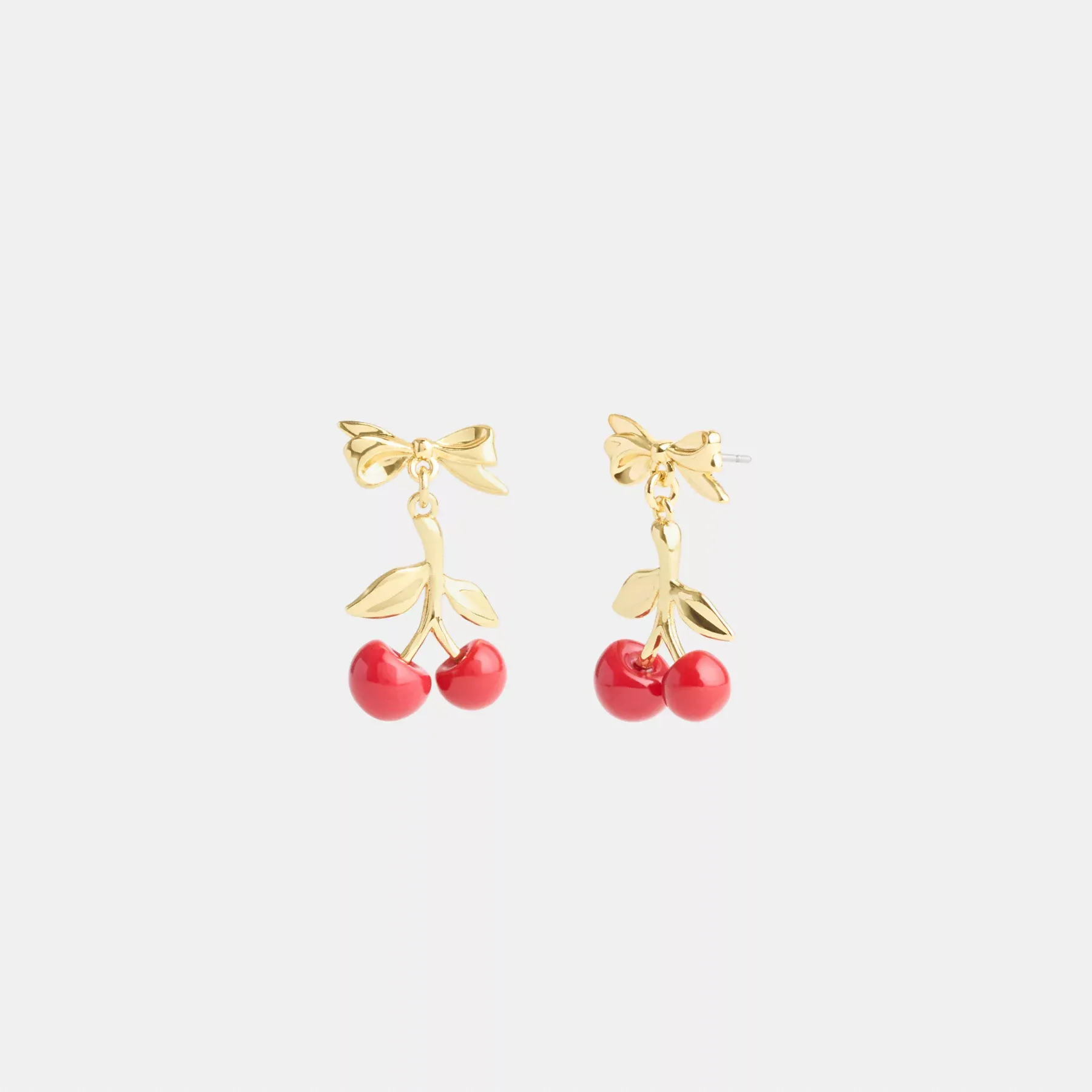 COACH Resin Cherry Bow örhängen Guld/Rött