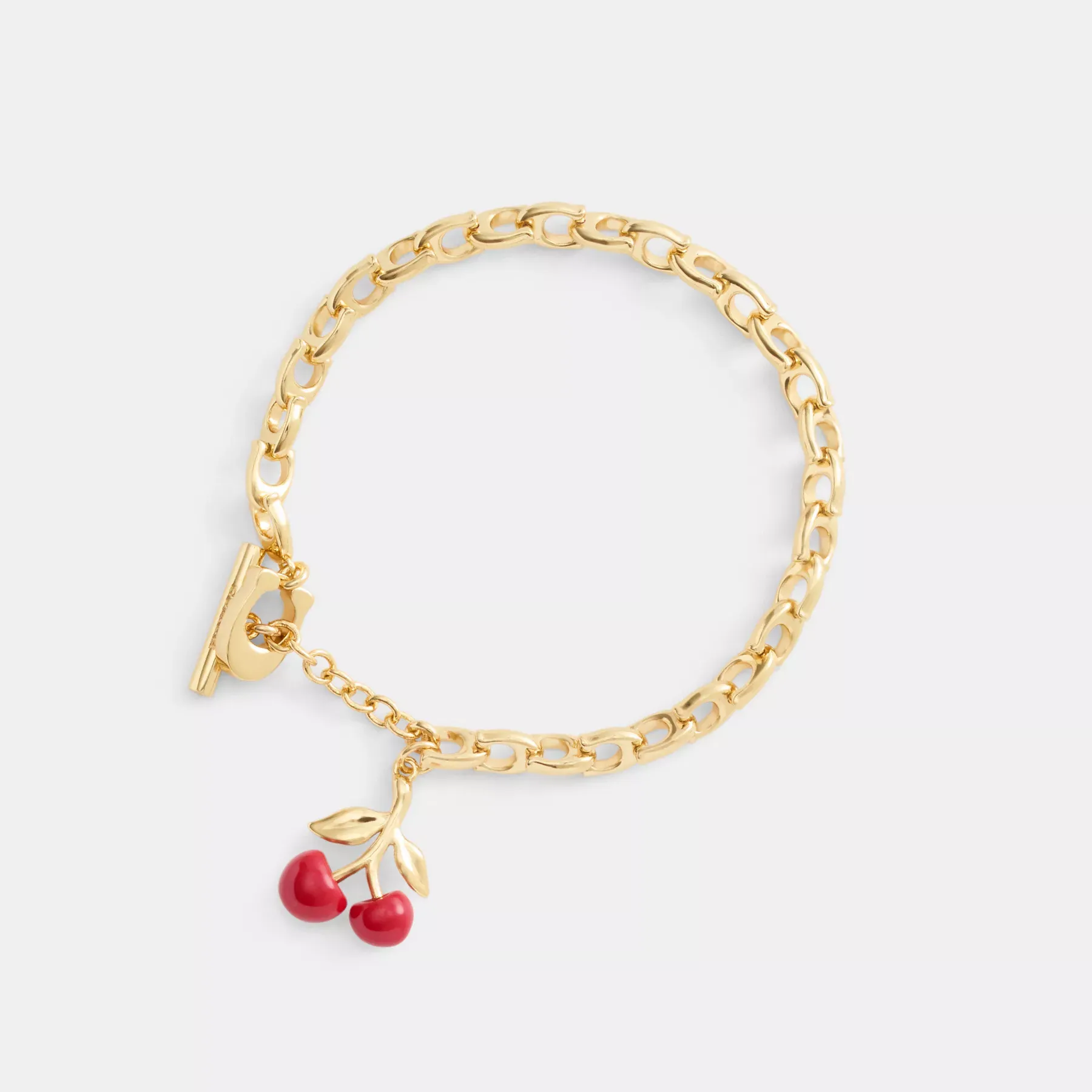 COACH Resin Cherry Signature Chain Armband Guld/Rött