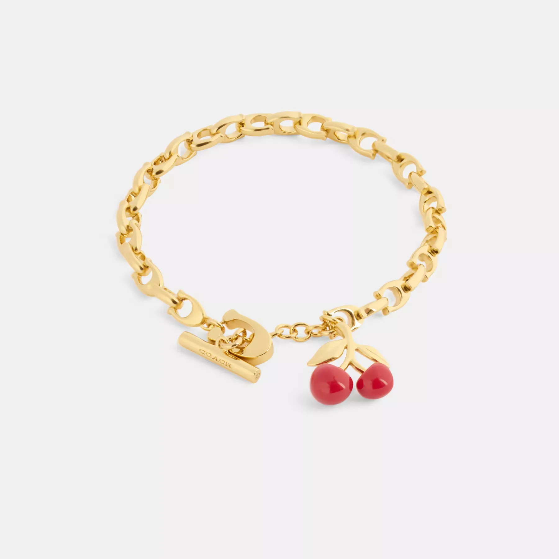 COACH Resin Cherry Signature Chain Armband Guld/Rött