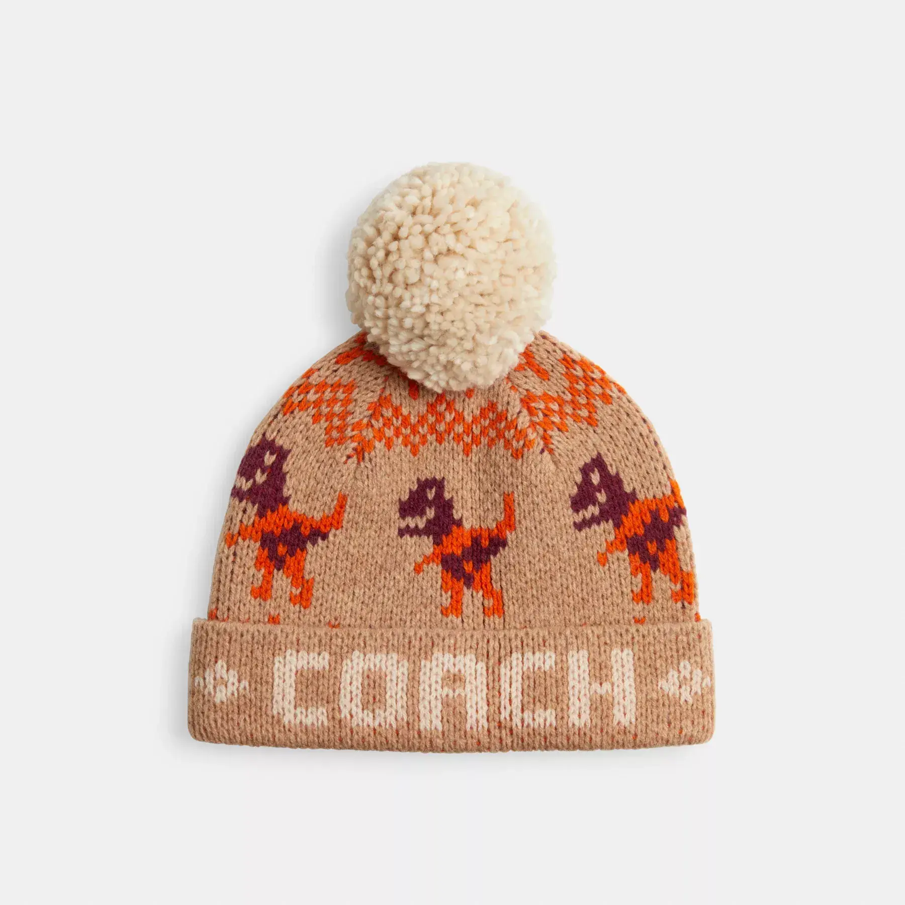 COACH Rexy Fair Isle Print Beanie Kamel Flerfärgad