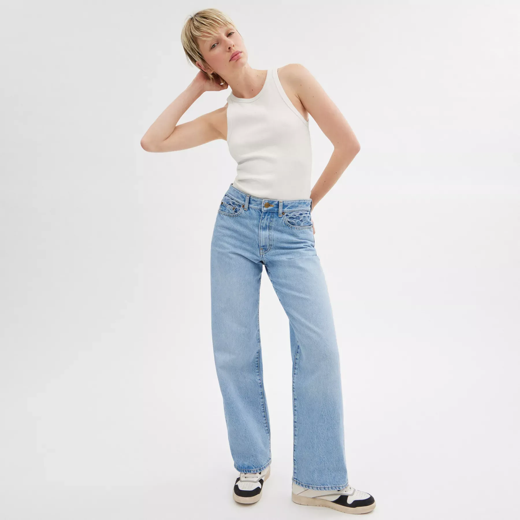 COACH Ribbed Coach Script Linne Vit