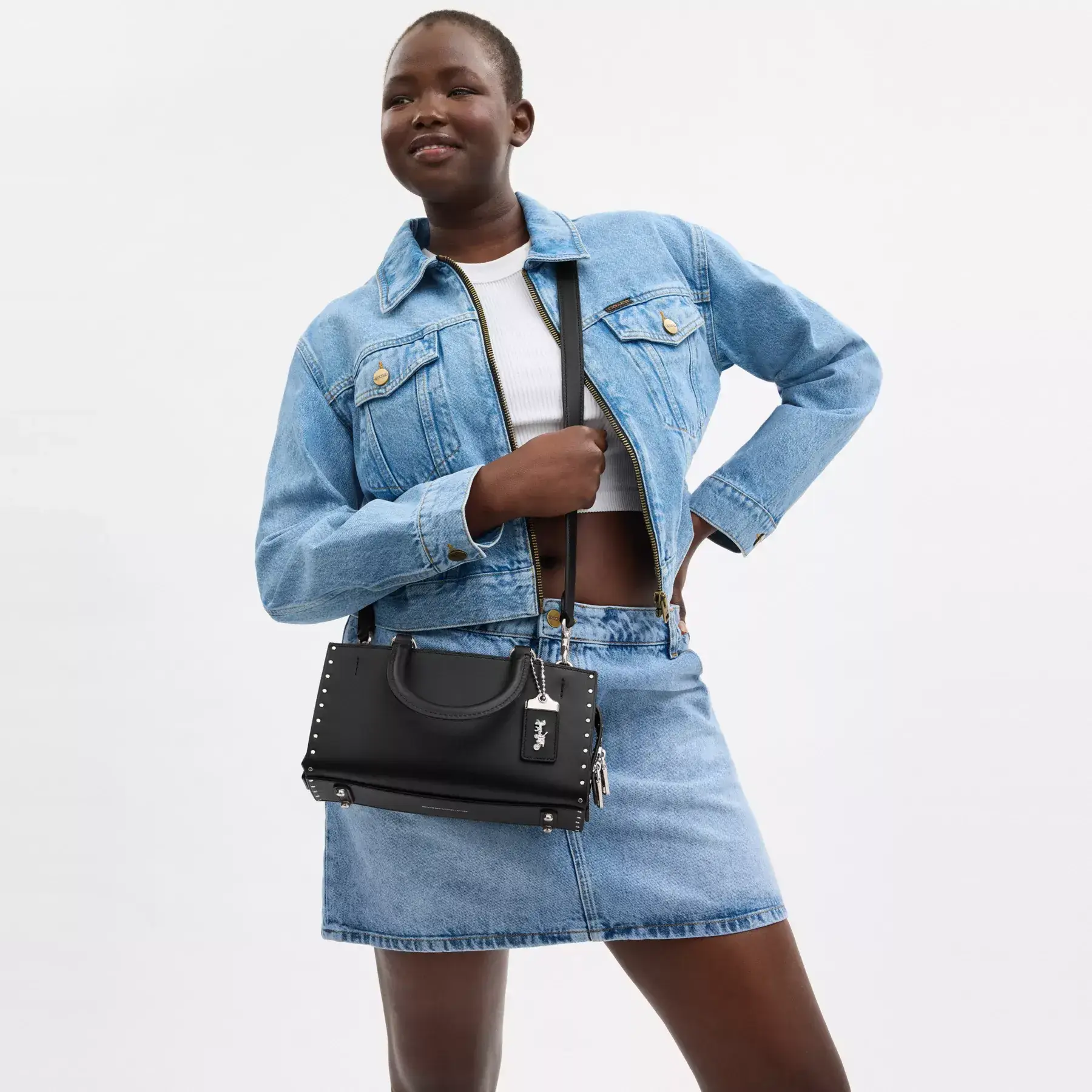 COACH Rogue Bag 26 Med Nitar Svart COACH Rogue Bag 26 Med Nitar Svart