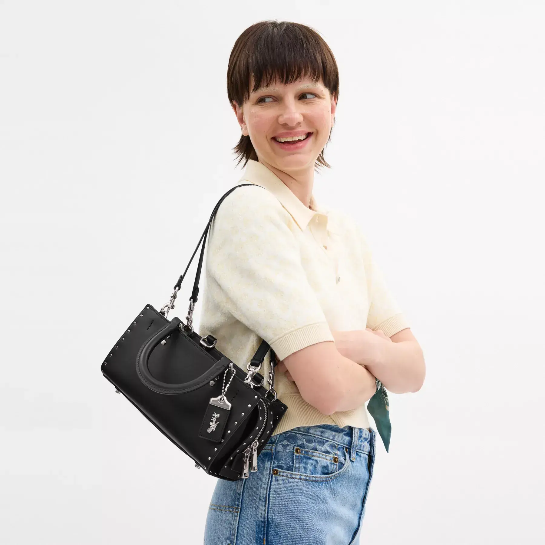 COACH Rogue Bag 26 Med Nitar Svart COACH Rogue Bag 26 Med Nitar Svart