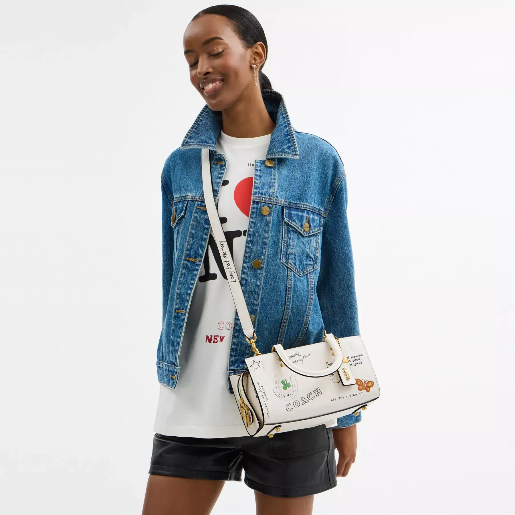COACH Rogue Bag 26 Med Skisstryck Chalk Multi COACH Rogue Bag 26 Med Skisstryck Chalk Multi
