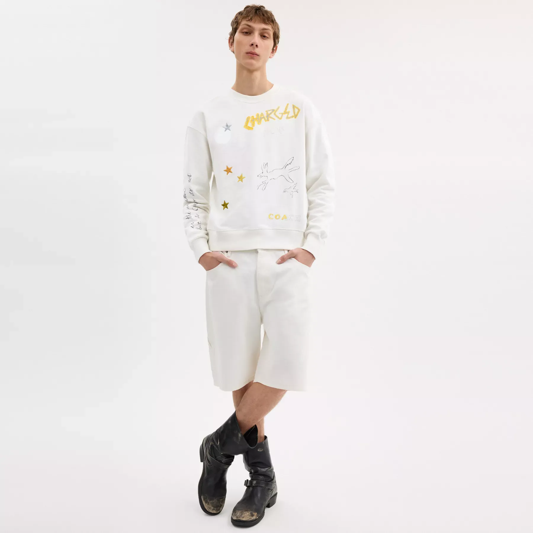 COACH Shrunken Sketch Print Crewneck Sweatshirt Vit Multi COACH Shrunken Sketch Print Crewneck Sweatshirt Vit Multi