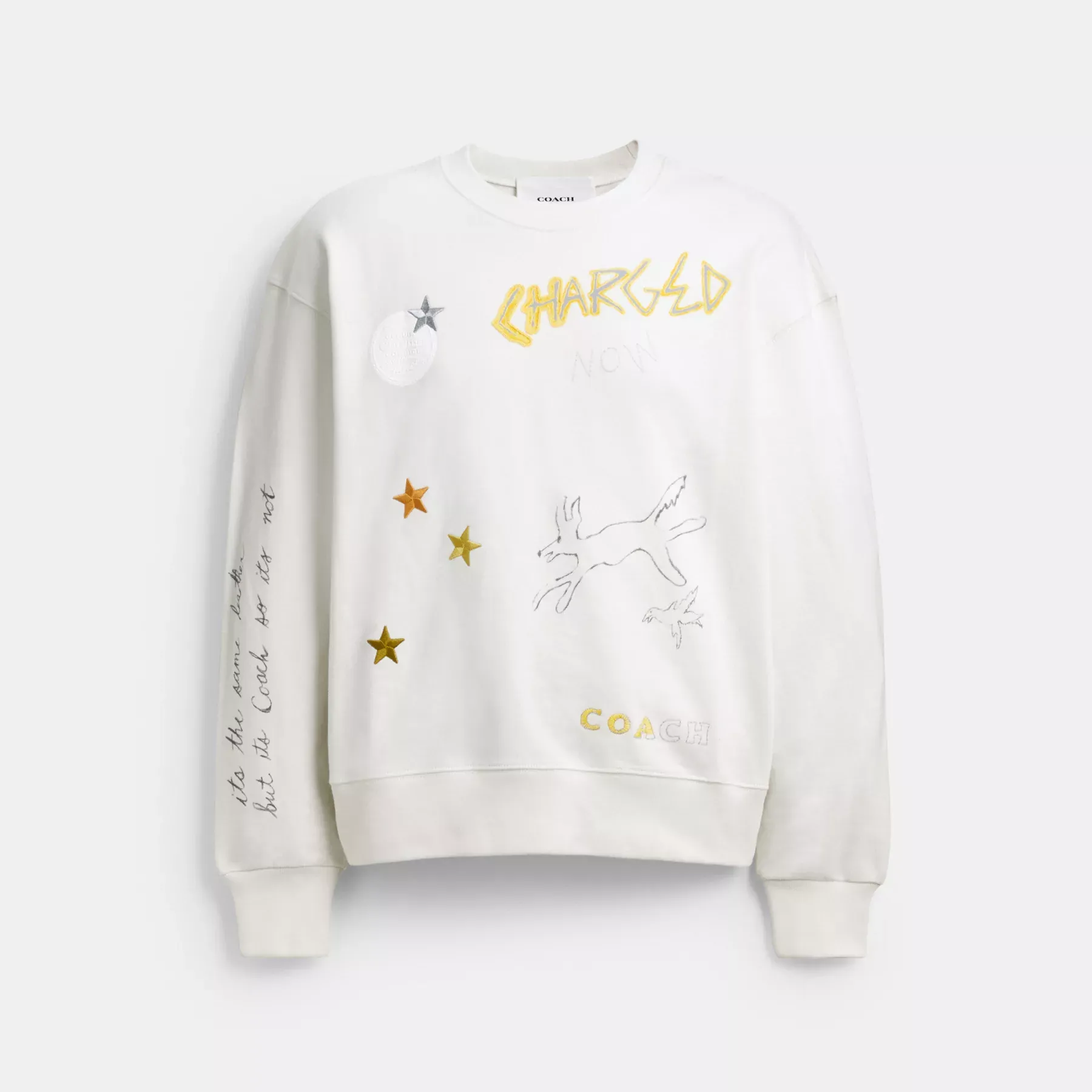 COACH Shrunken Sketch Print Crewneck Sweatshirt Vit Multi COACH Shrunken Sketch Print Crewneck Sweatshirt Vit Multi
