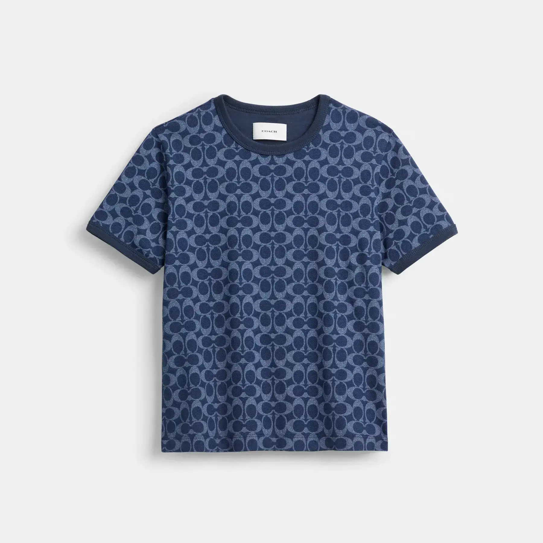 COACH Signatur ringer T-shirt i ekologisk bomull Blå signatur