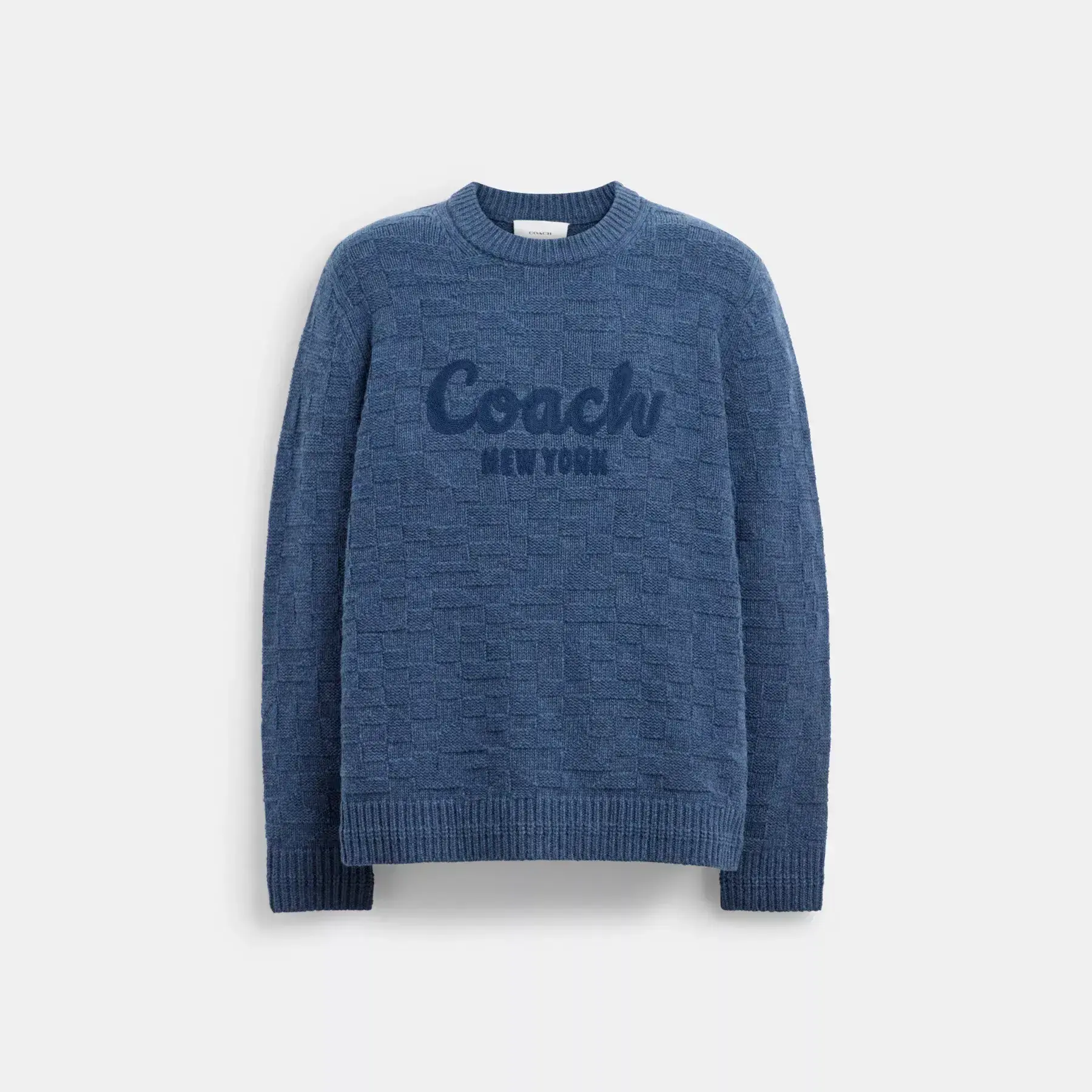 COACH Signatur stickad crewneck Indigoblå