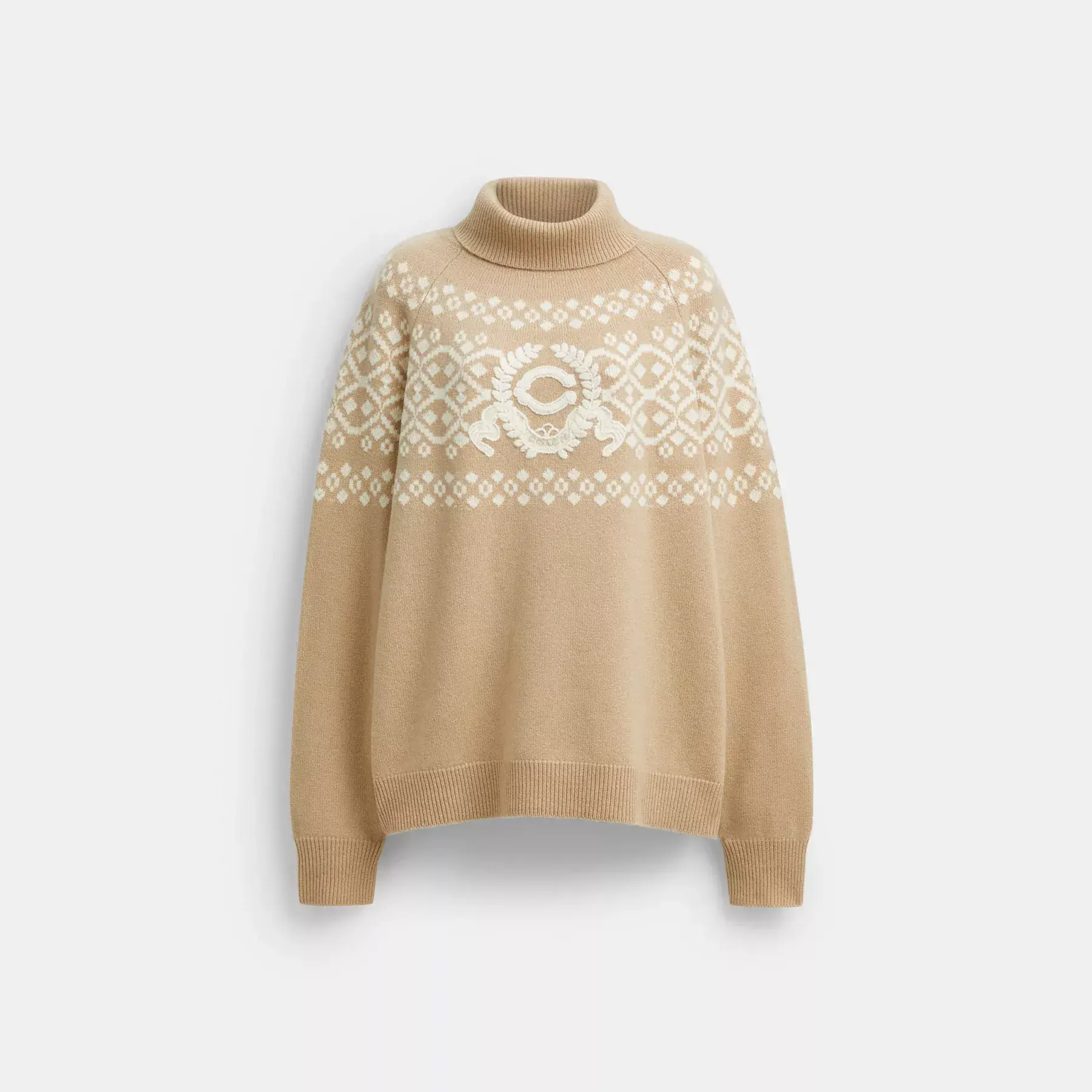 COACH Signature Crest Turtleneck Tan Multi