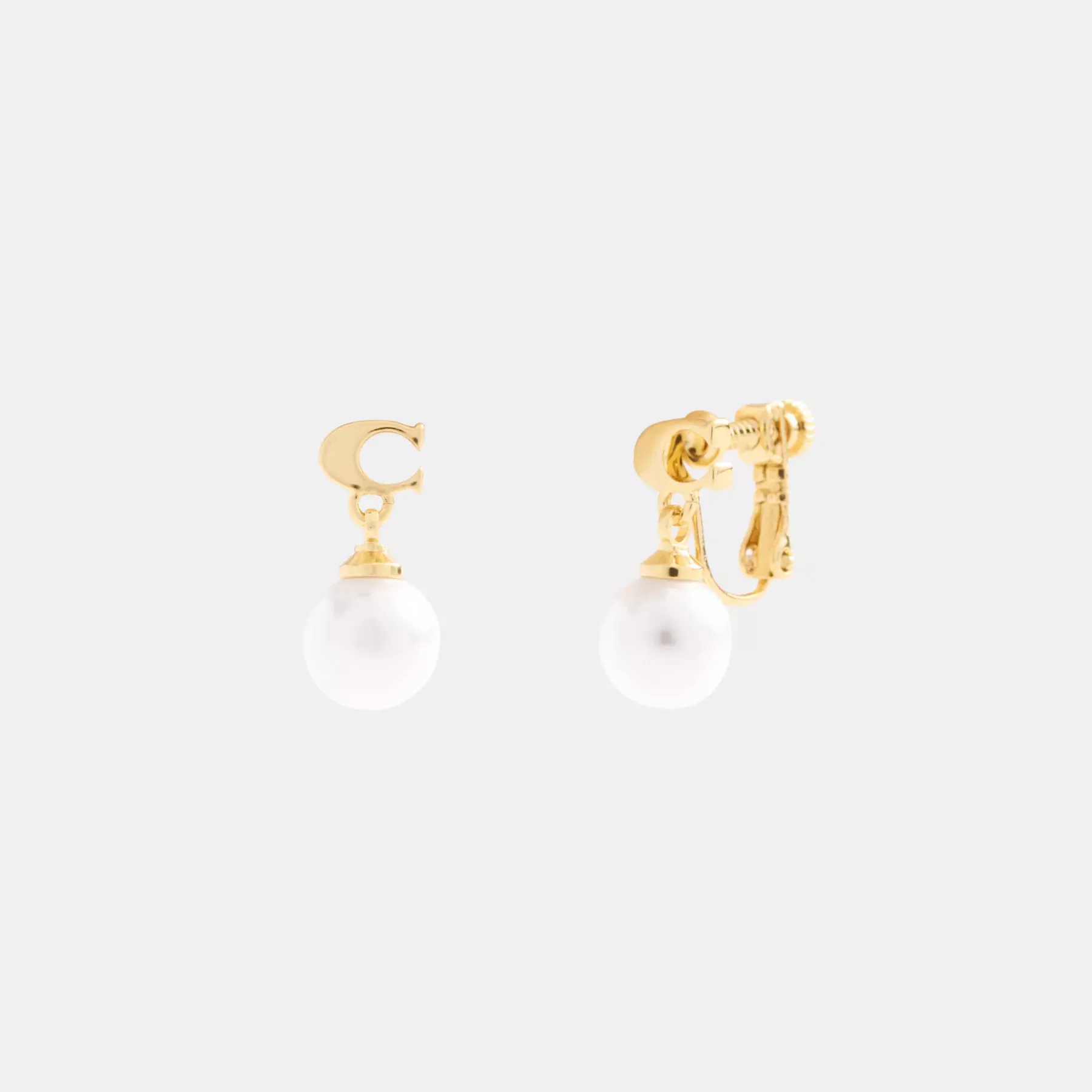 COACH Signature Pearl Drop Clip-On örhängen Guld/Pärla COACH Signature Pearl Drop Clip-On örhängen Guld/Pärla