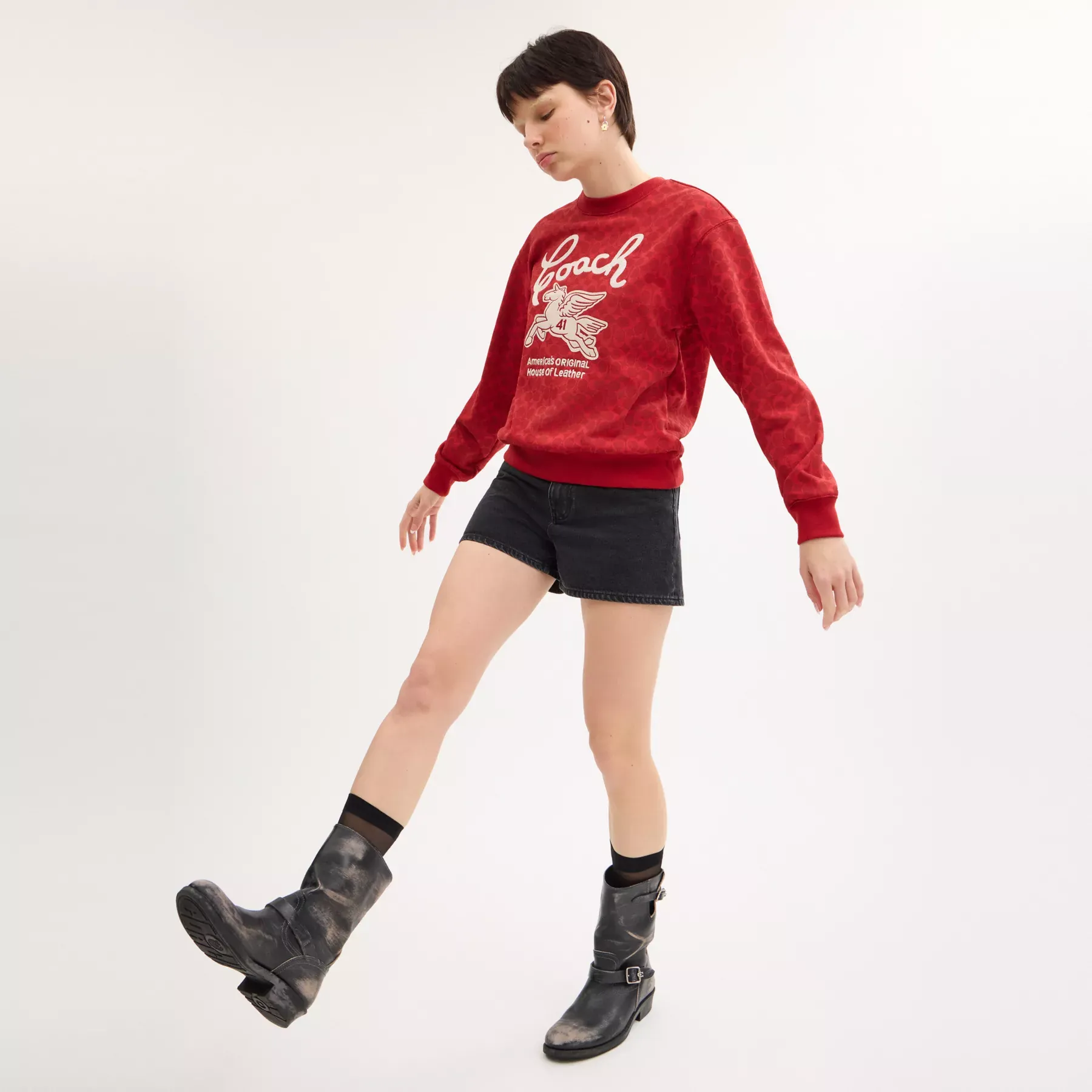 COACH Signature Pegasus Sweatshirt Röd signatur