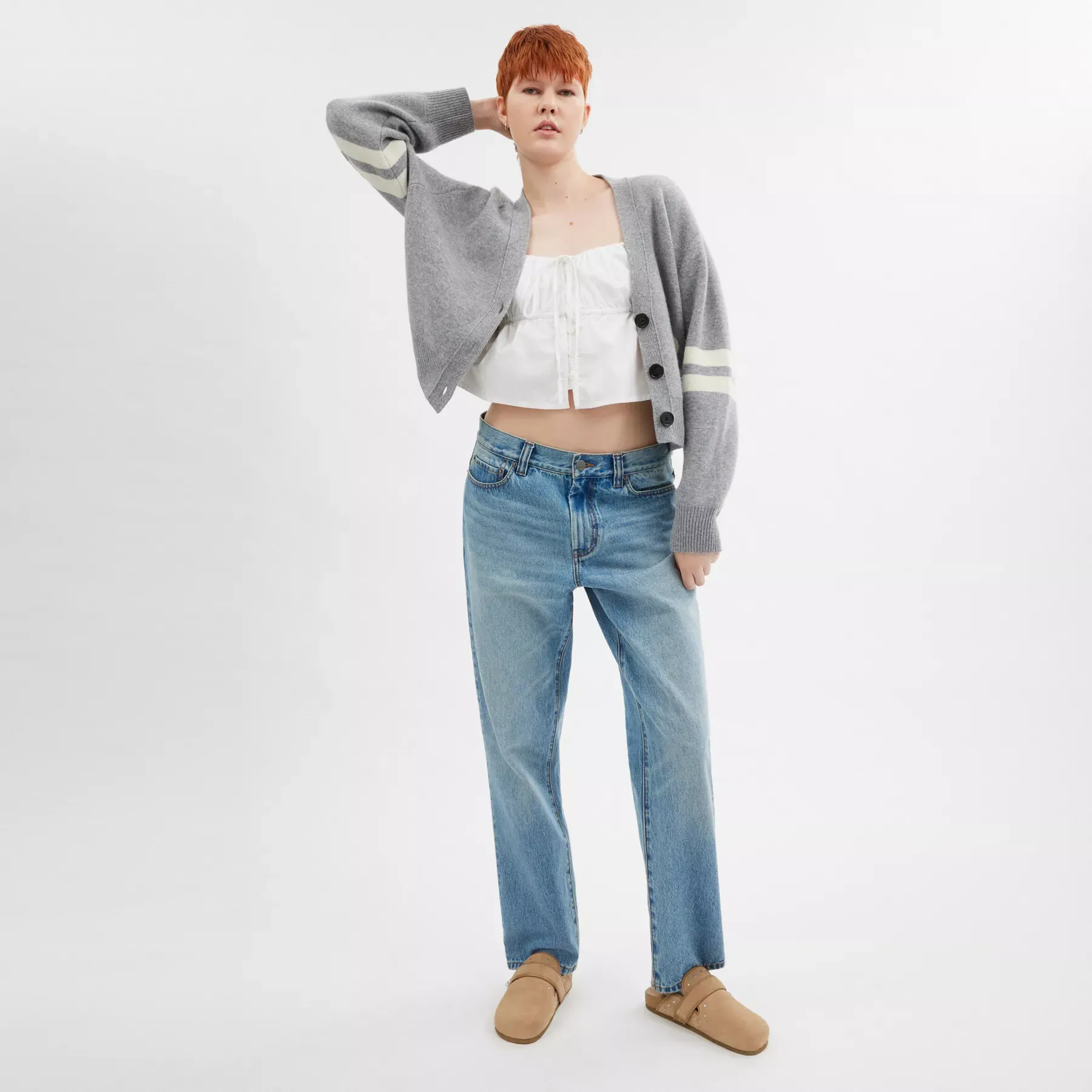 COACH Signature Script Cropped Cardigan Grå
