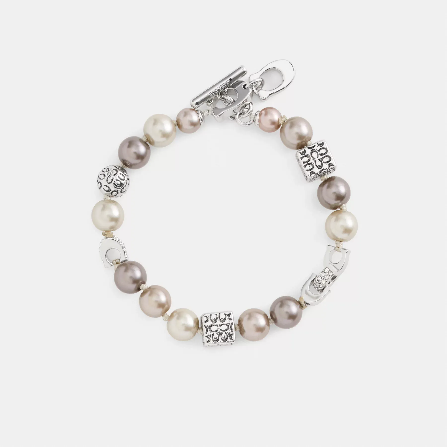 COACH Signaturpärlor och metallarmband Silver/Pärla