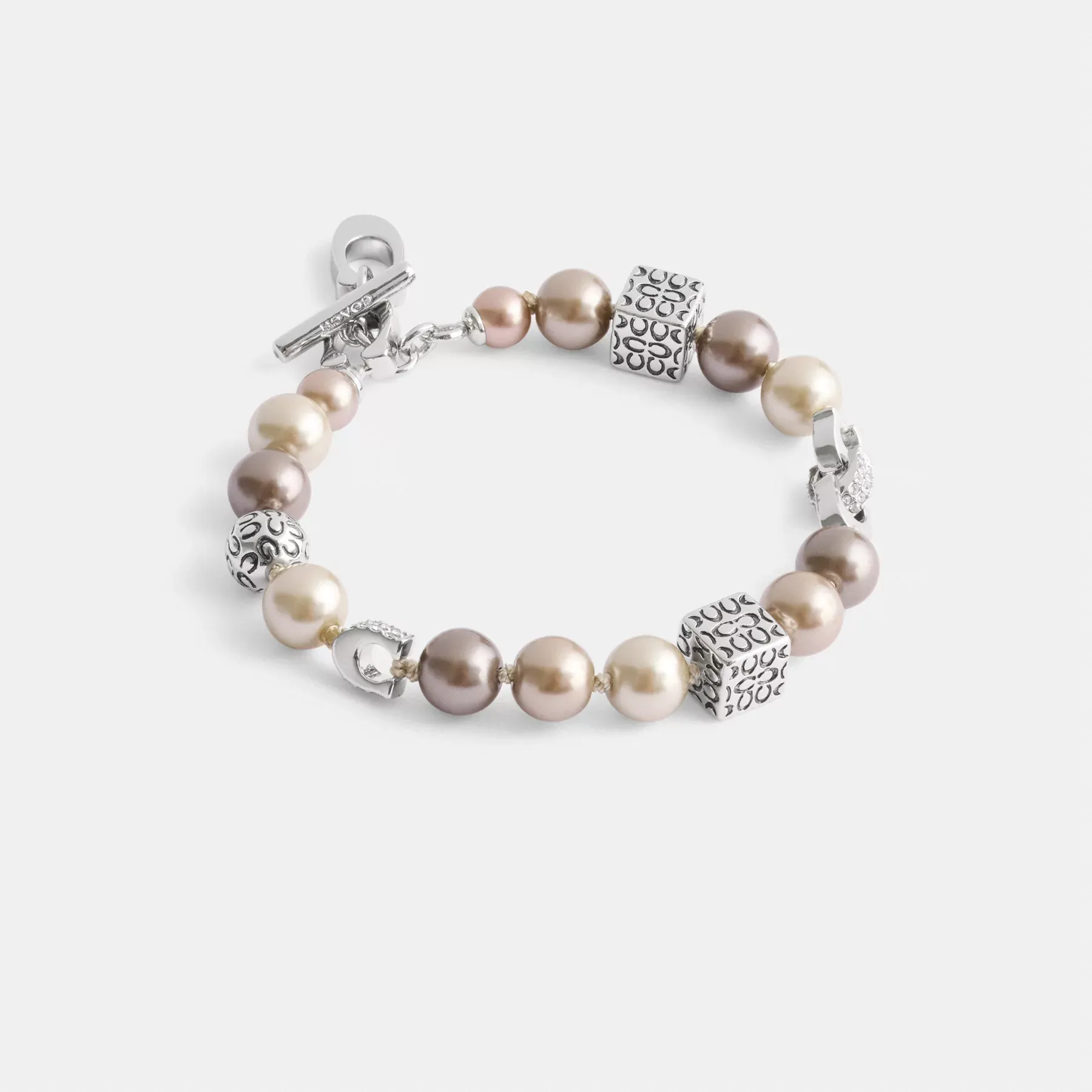 COACH Signaturpärlor och metallarmband Silver/Pärla