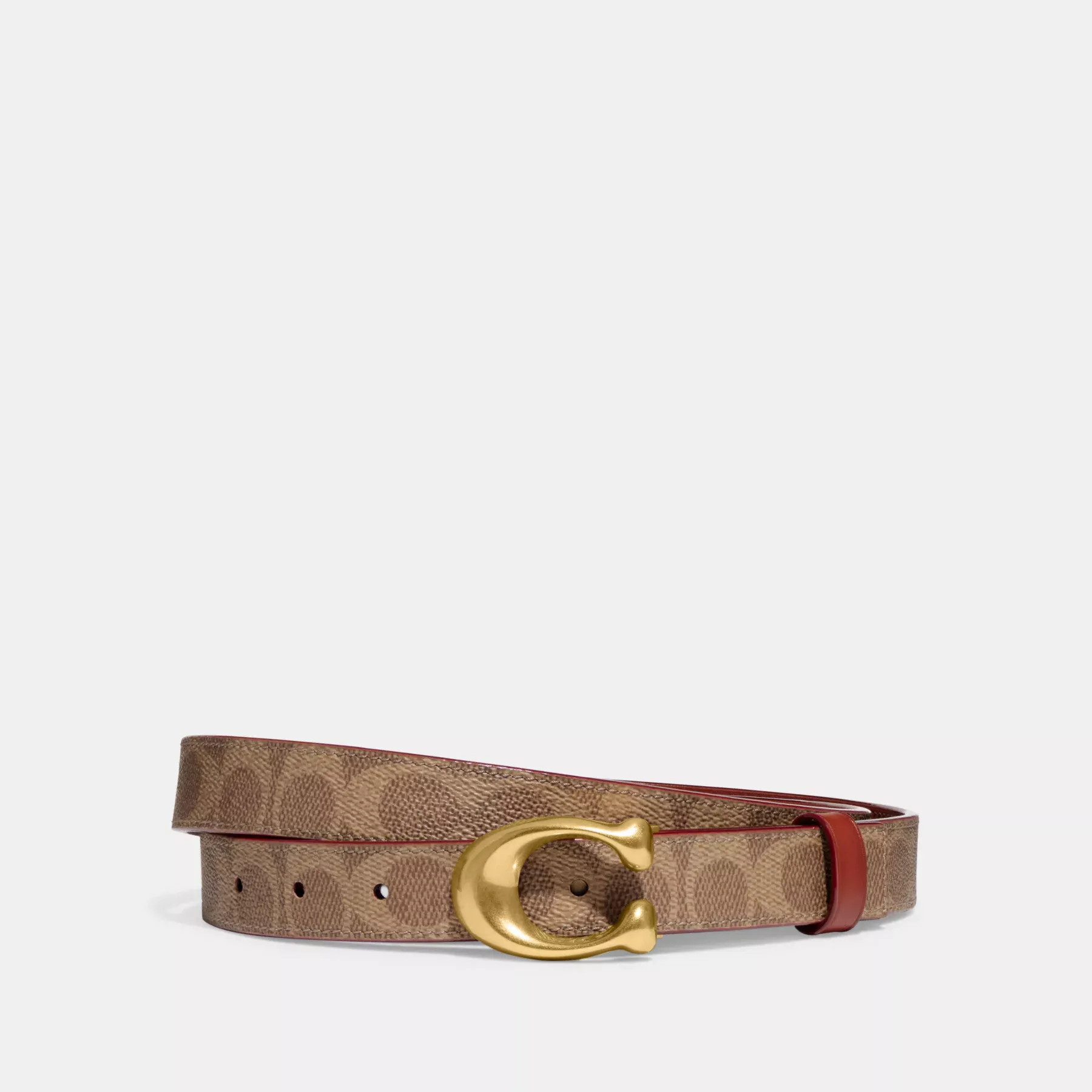 COACH Skulpterat C-spänne, vändbart bälte, 25 mm Tan Rust