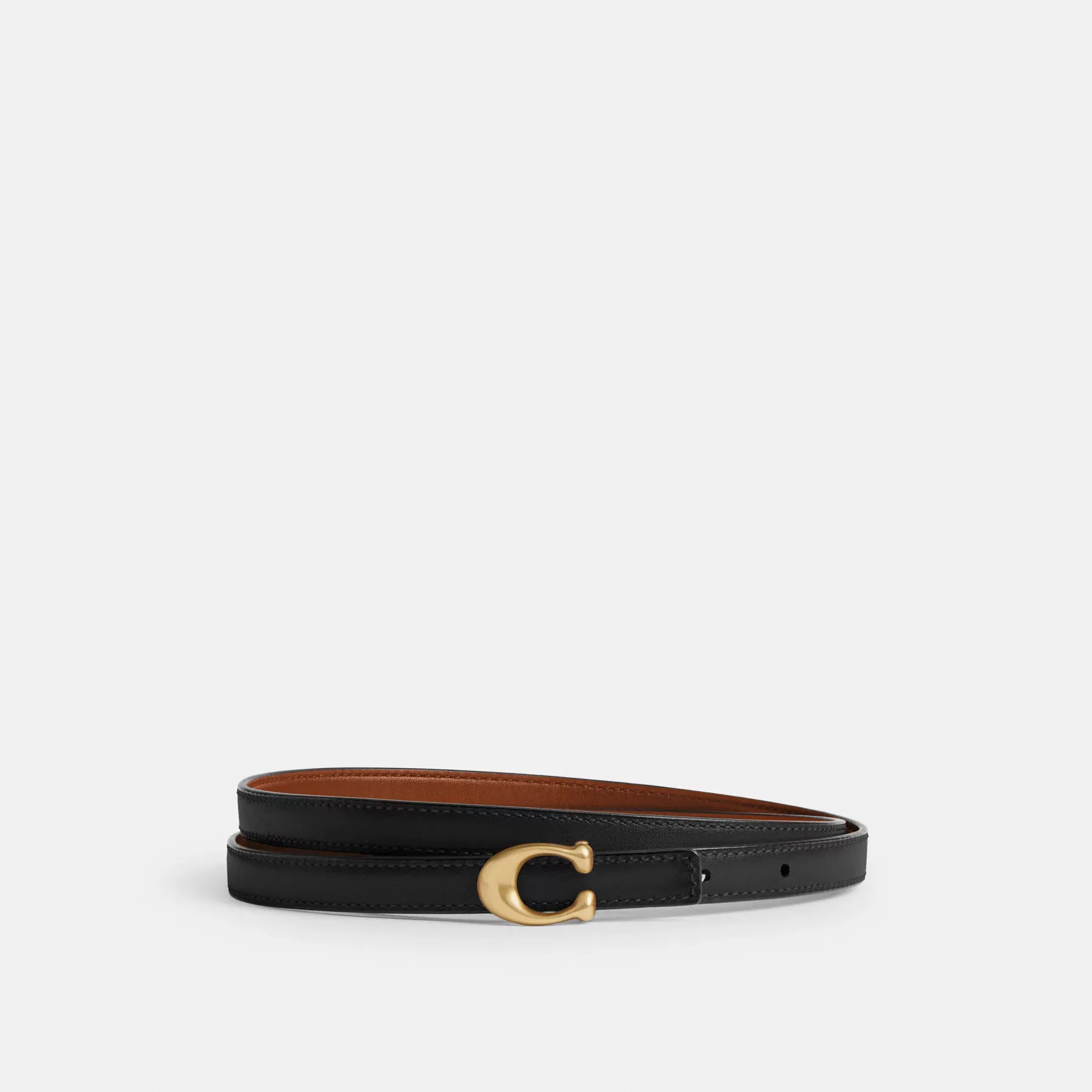COACH Skulpterat signaturspänne vändbart bälte, 13 mm Black Burnished Amb
