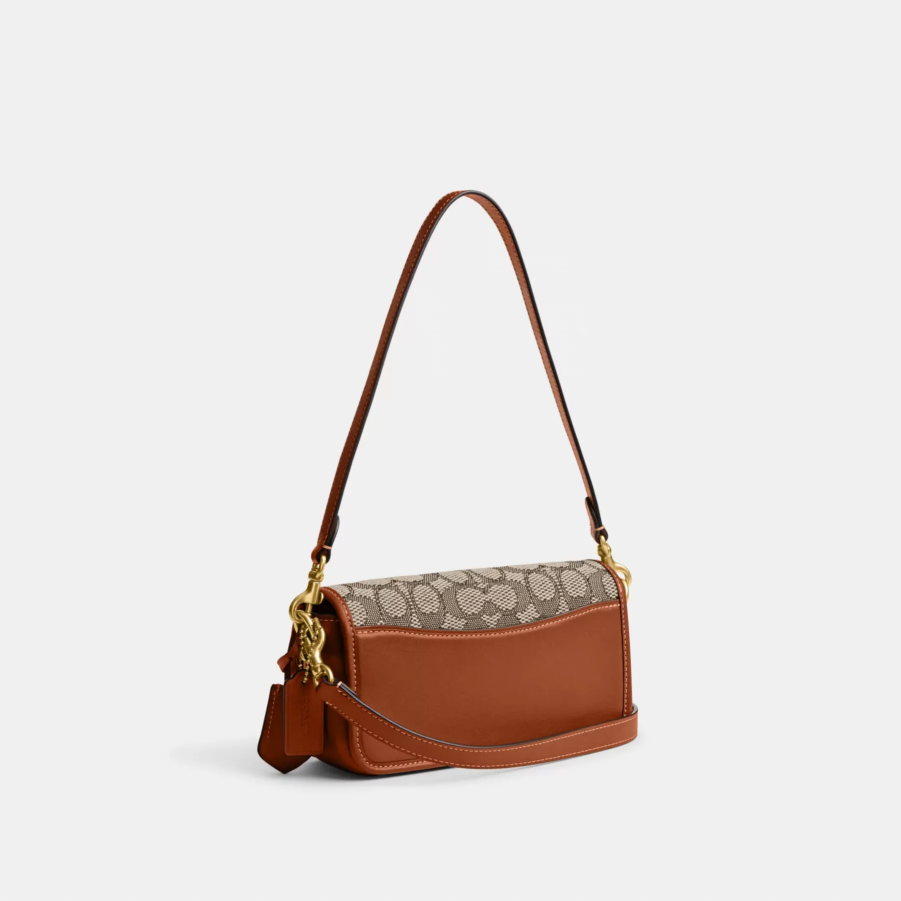 COACH Studio baguetteväska i signaturtextil jacquard Cocoa Burnished Amb