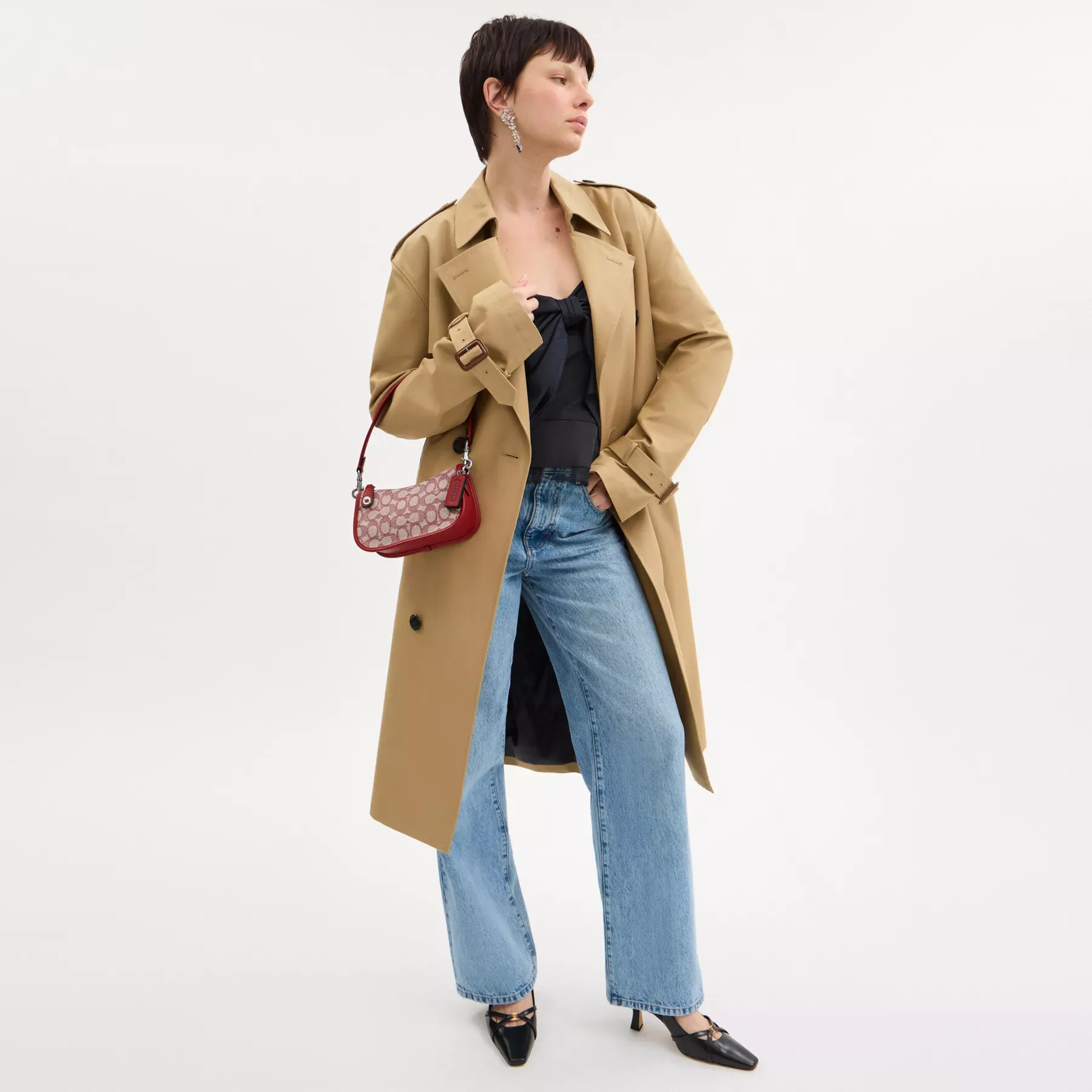 COACH Swinger 20 i signatur jacquard Ruby Ivory COACH Swinger 20 i signatur jacquard Ruby Ivory