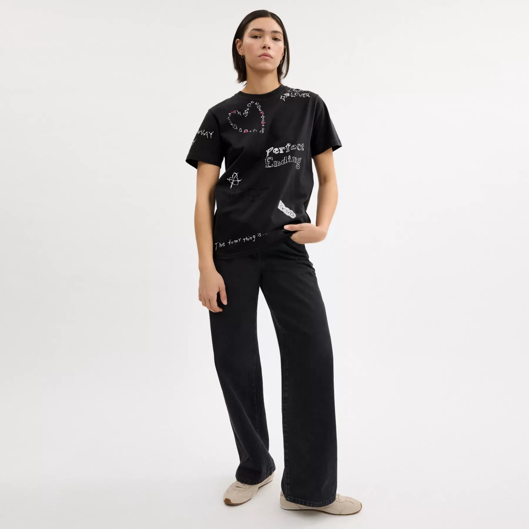 COACH T-shirt med skisstryck Svart