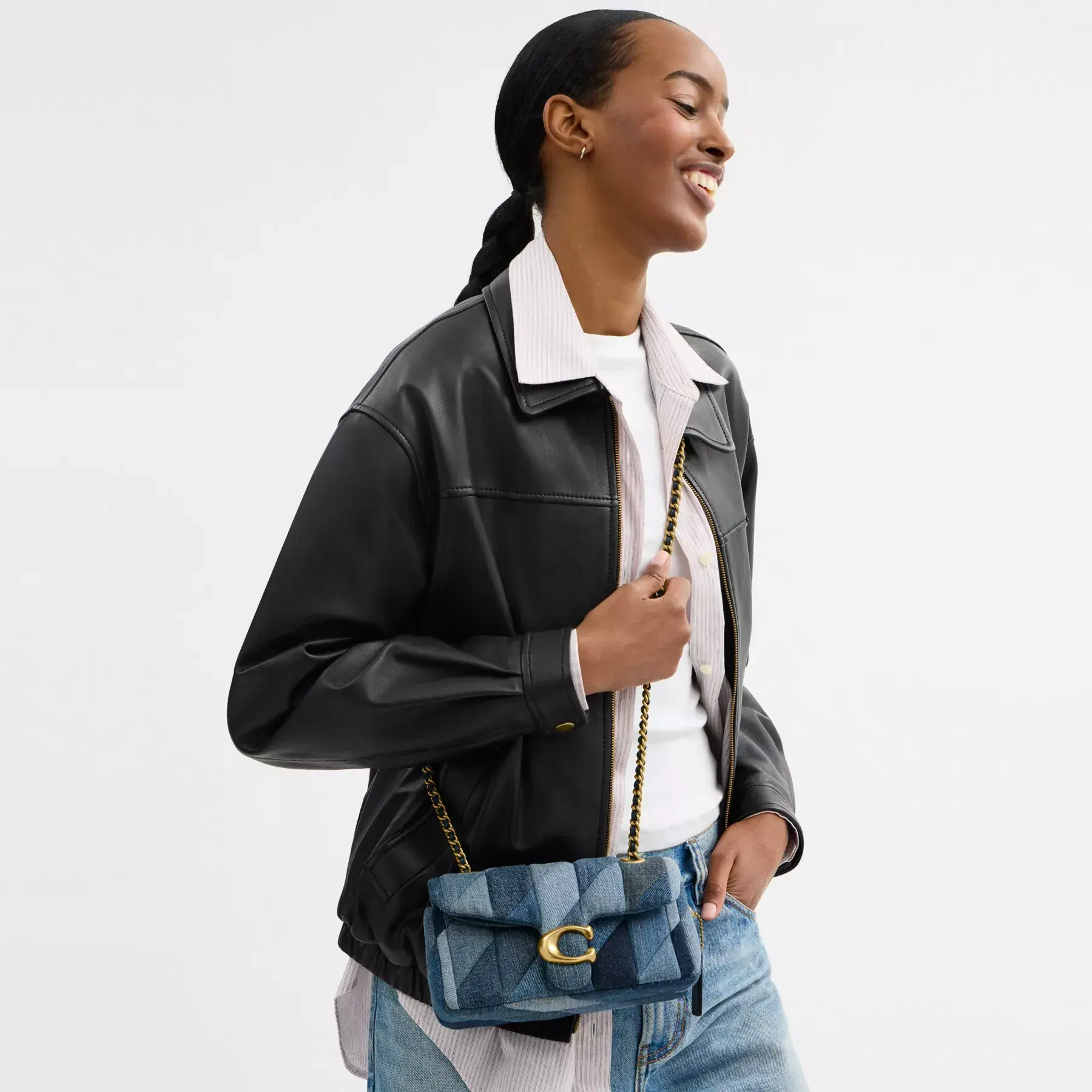 COACH Tabby Axelväska 20 Med Patchwork Quiltning Denim Multi COACH Tabby Axelväska 20 Med Patchwork Quiltning Denim Multi