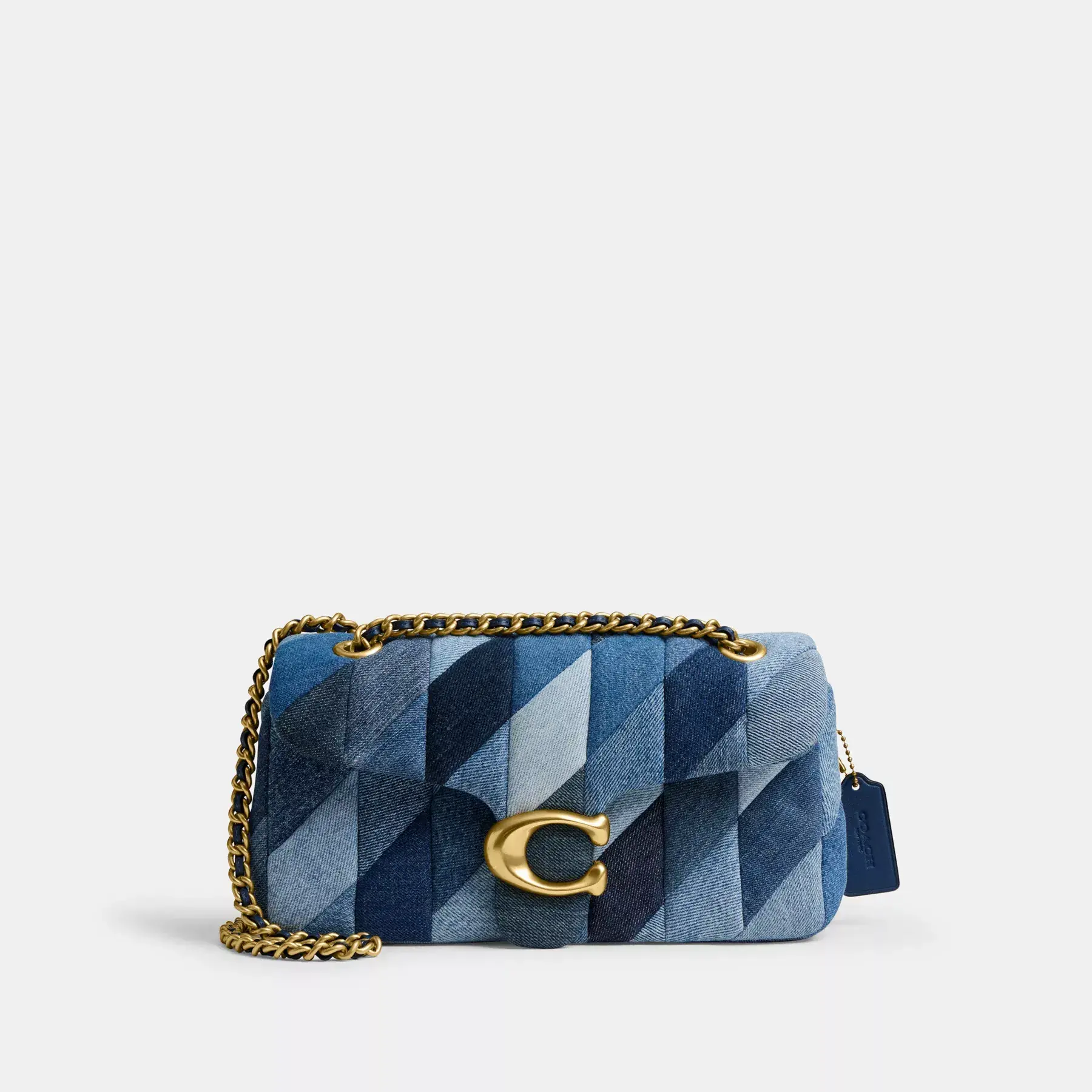 COACH Tabby Axelväska 26 Med Patchwork Quiltning Denim Multi
