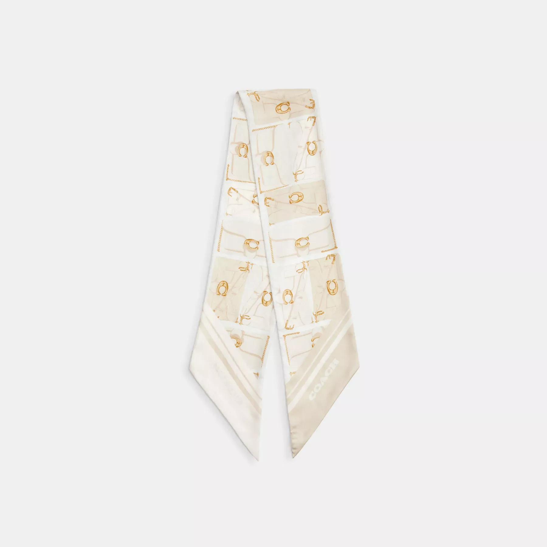 COACH Tabby Bag Print Silk Wide Skinny Scarf Krita