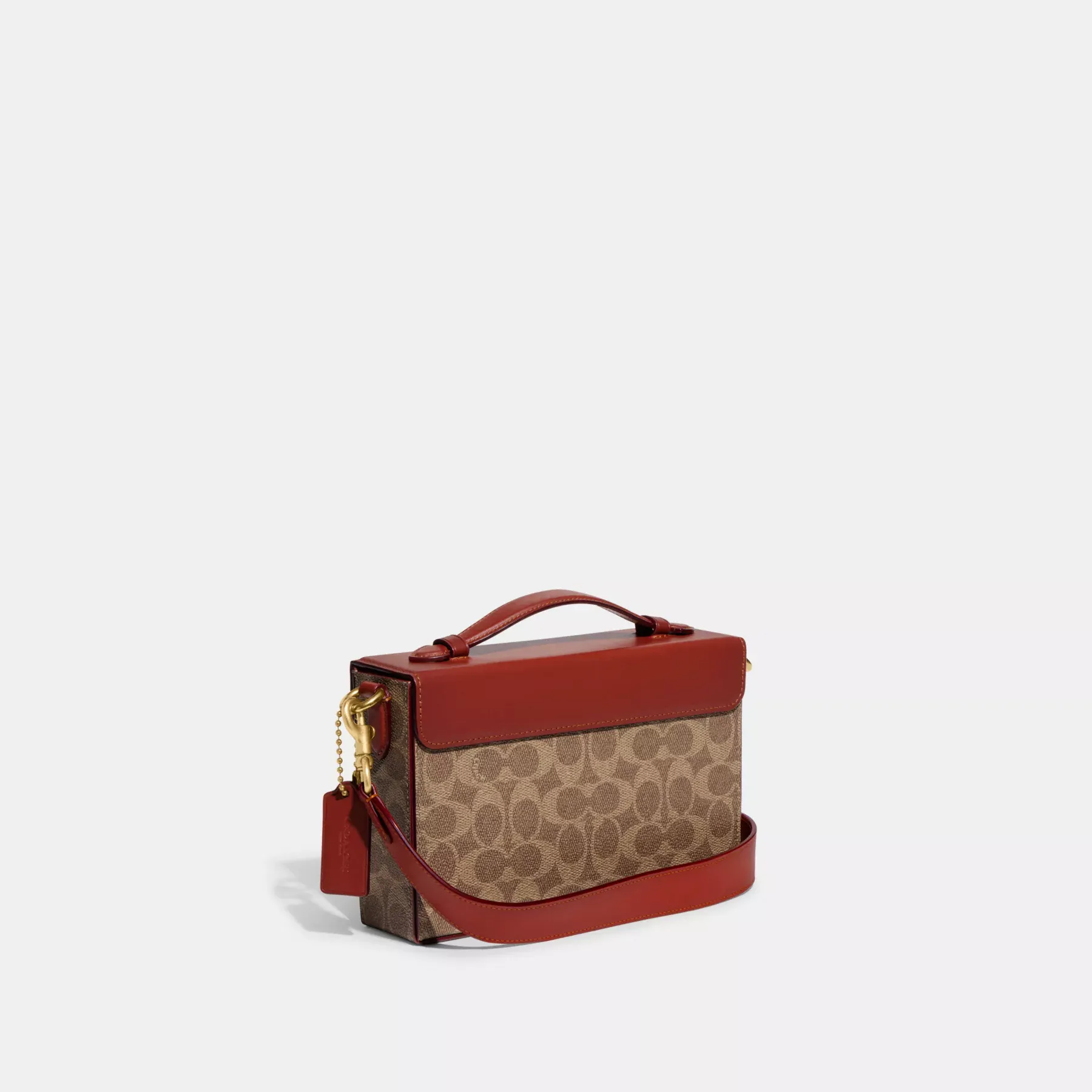 COACH Tabby Box Påse I Signatur Canvas Tan Rust COACH Tabby Box Påse I Signatur Canvas Tan Rust