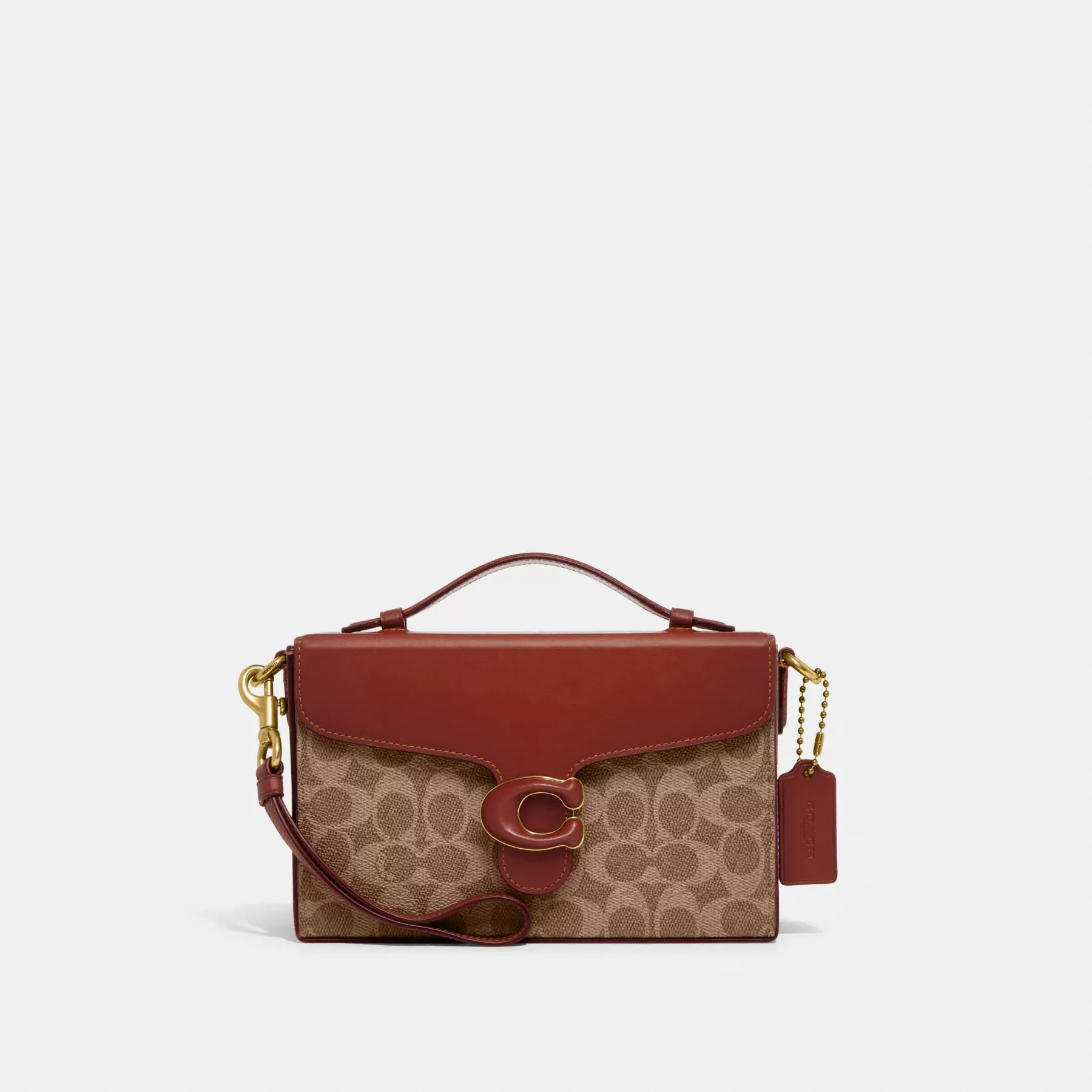 COACH Tabby Box Påse I Signatur Canvas Tan Rust COACH Tabby Box Påse I Signatur Canvas Tan Rust