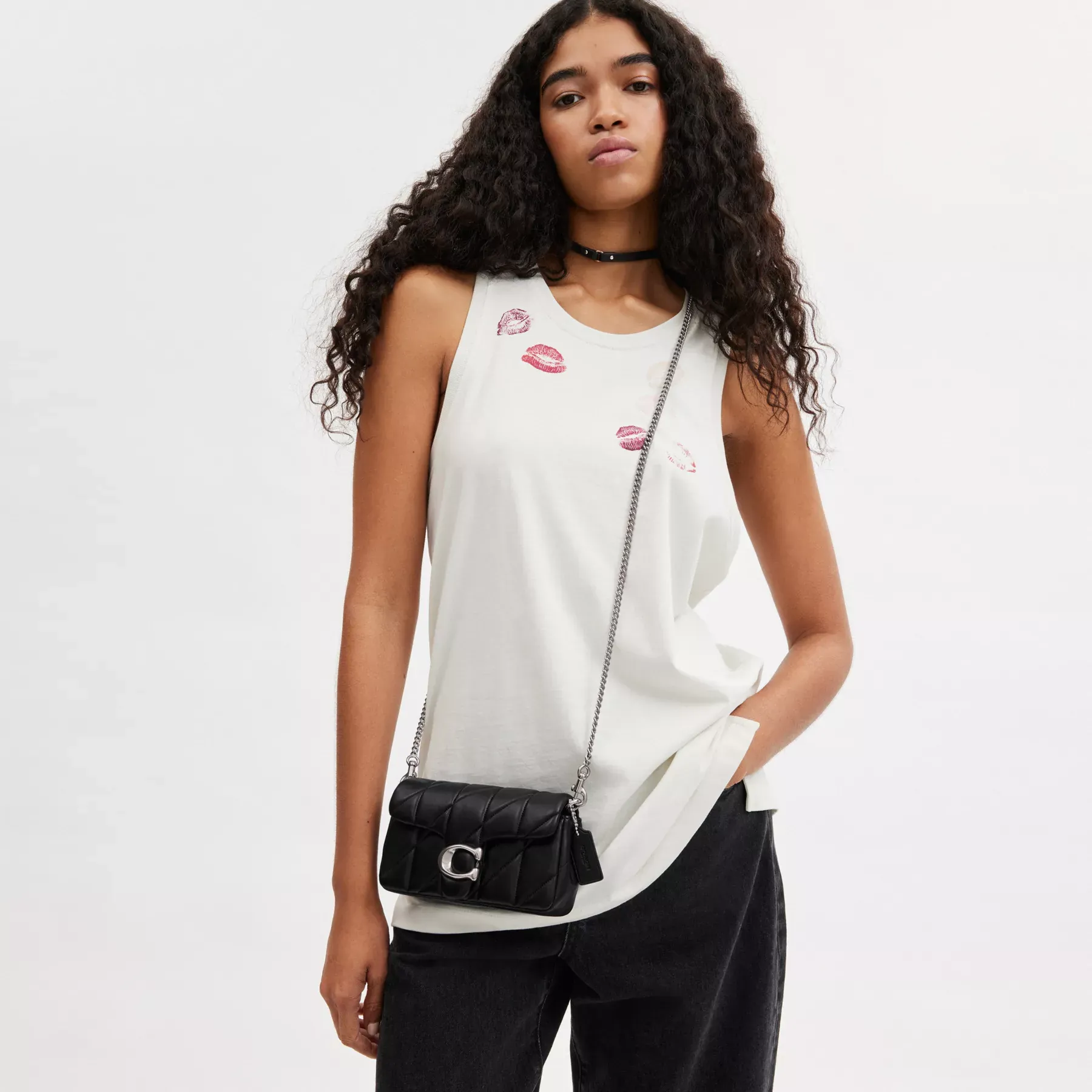 COACH Tabby Crossbody Armband Med Kudde Quiltning Svart COACH Tabby Crossbody Armband Med Kudde Quiltning Svart