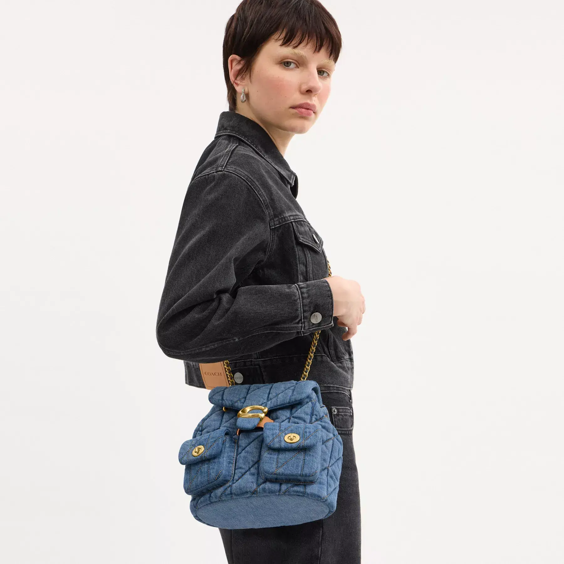 COACH Tabby Ryggsäck Med Quiltning Indigo COACH Tabby Ryggsäck Med Quiltning Indigo